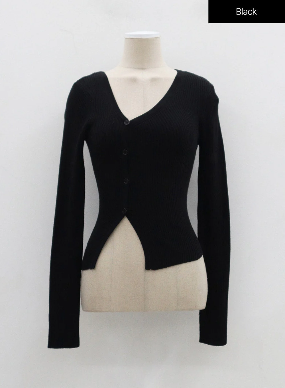 Unbalanced Ribbed Knit Button Cropped Top OJ319 - Image 17