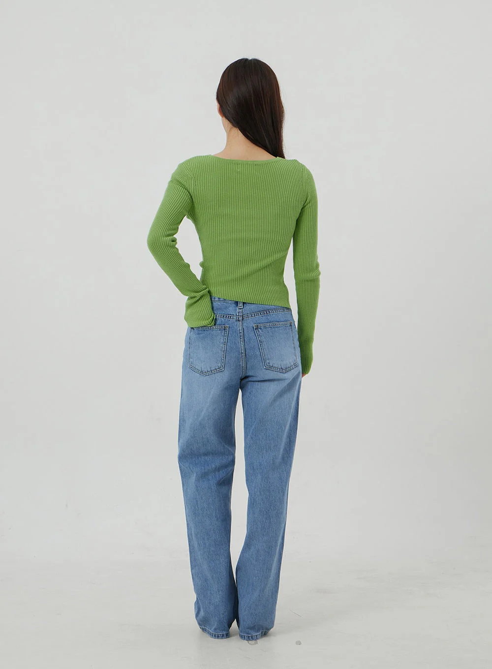 Unbalanced Ribbed Knit Button Cropped Top OJ319 - Image 5