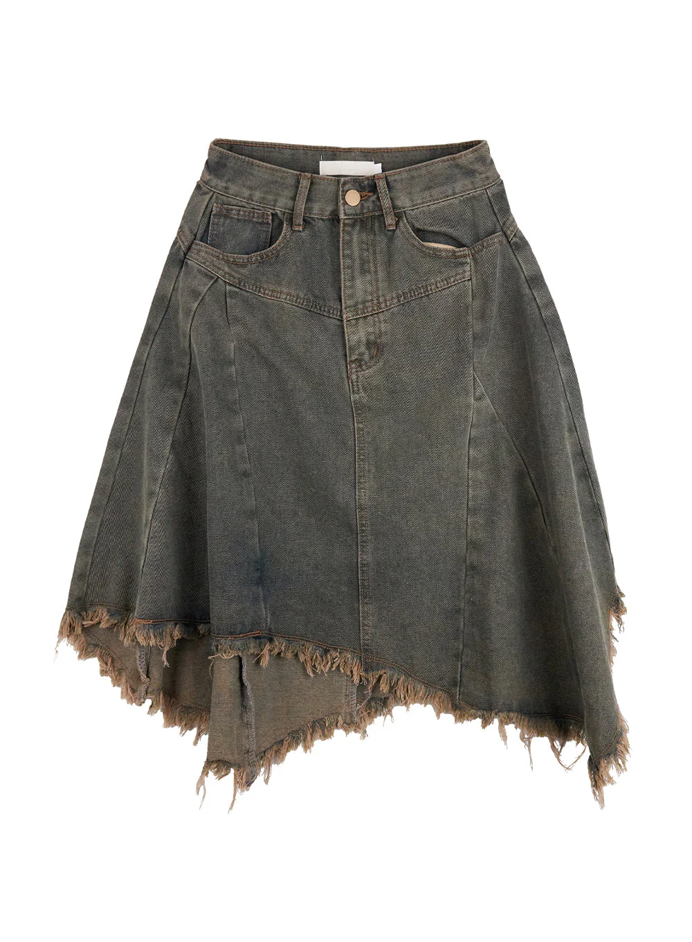 Unbalanced Washed Denim Midi Skirt CN401 - Image 10