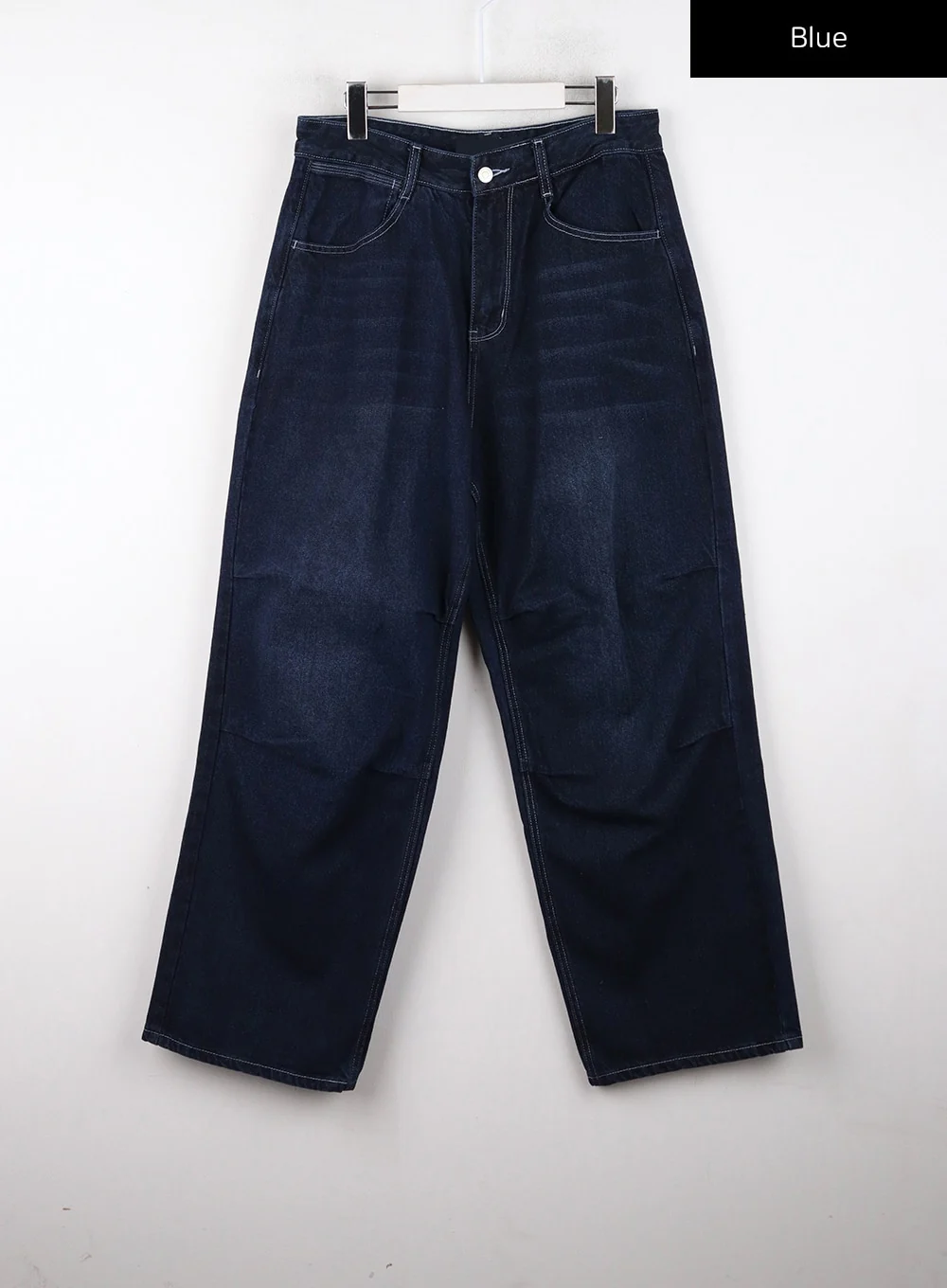 Unisex High Waist Solid Pocket Straight Leg Jeans CD328 - Image 8