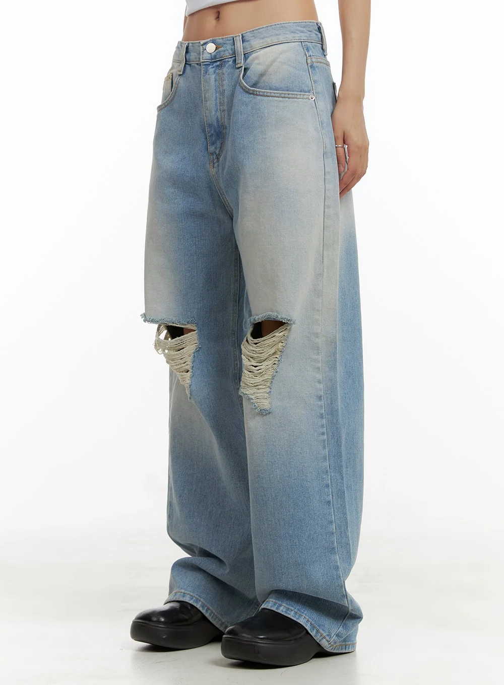 Urban Washed Ripped Baggy Jeans CU405 - Image 4