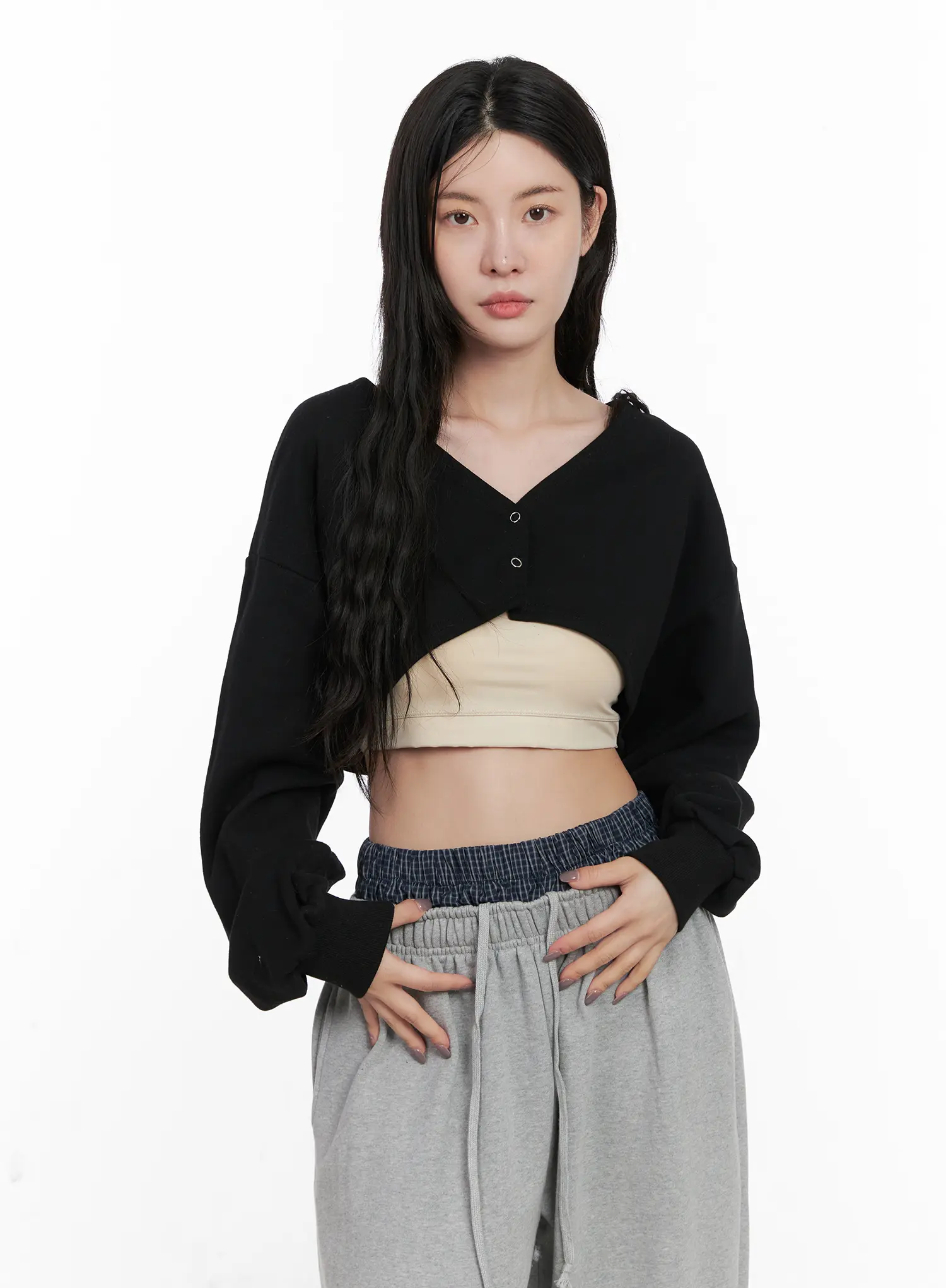 V-Neck Button Cropped Bolero CN513 - Image 10