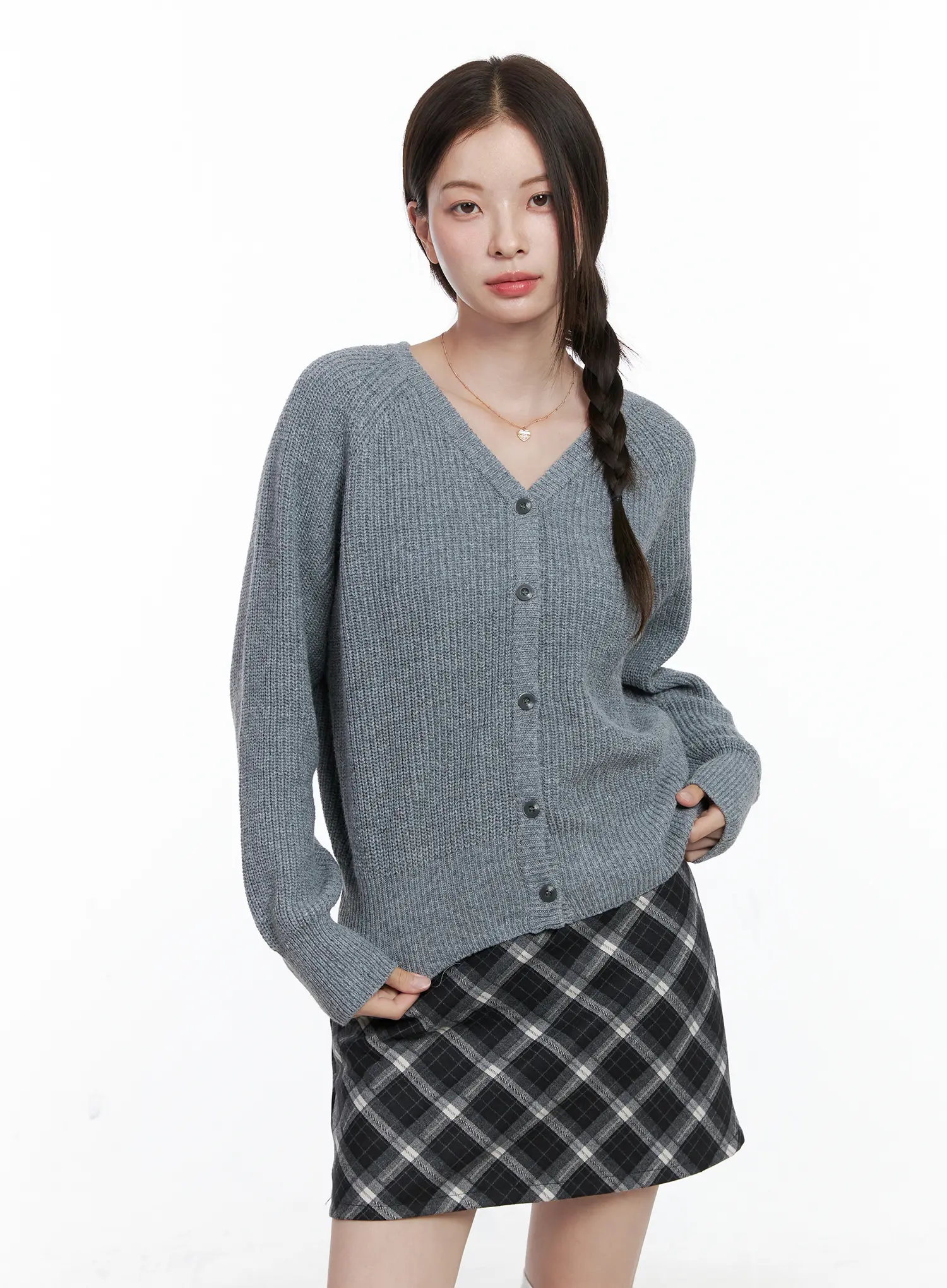 V-Neck Button Knit Cardigan CO506 - Image 2