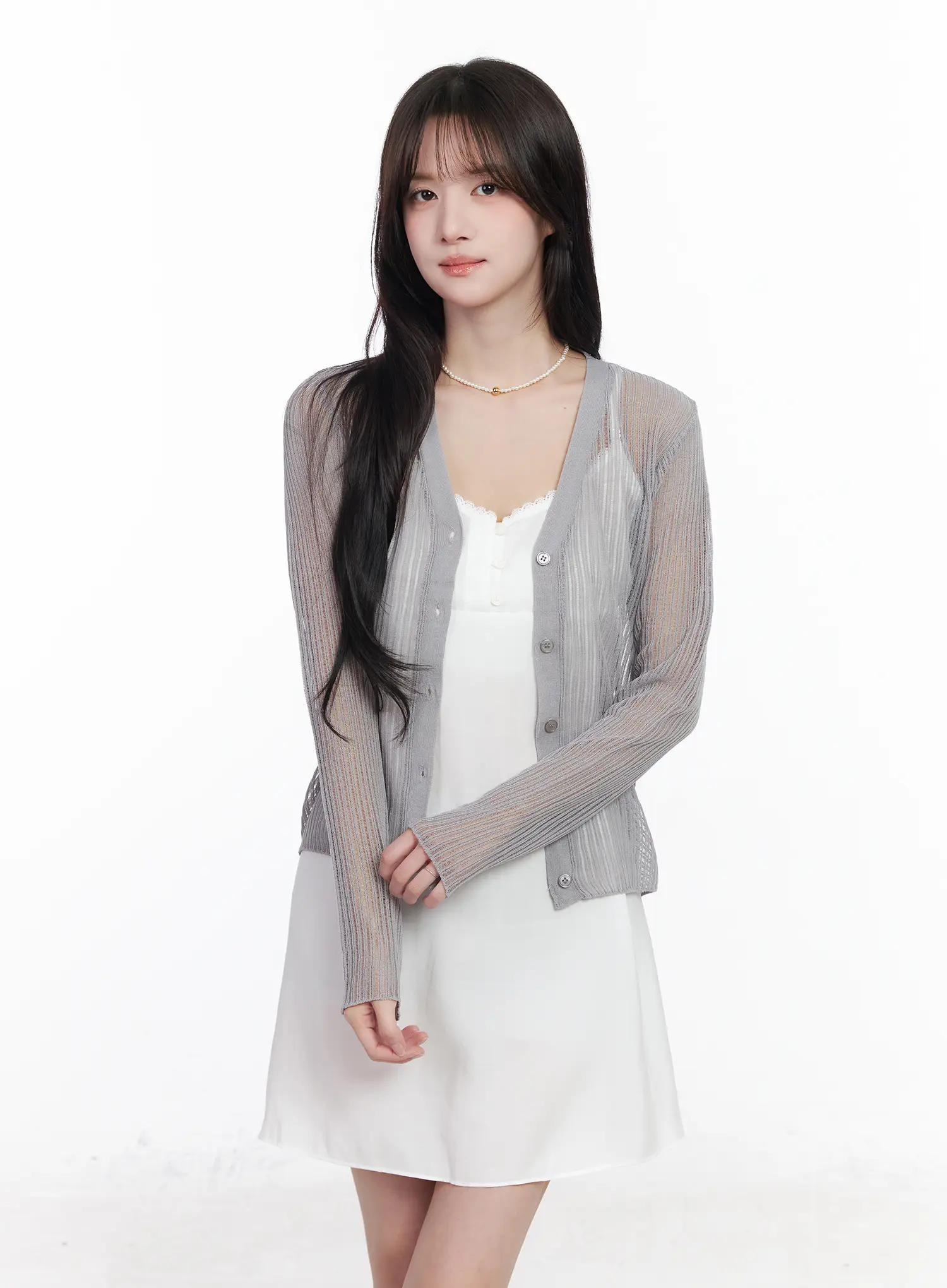V-Neck Mesh Cardigan CM527 - Image 10