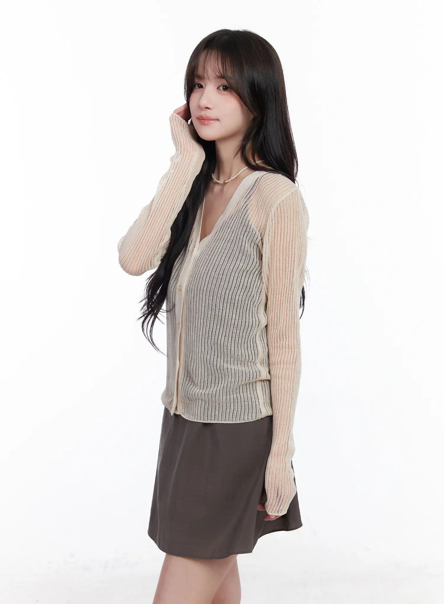 V-Neck Mesh Cardigan CM527 - Image 6