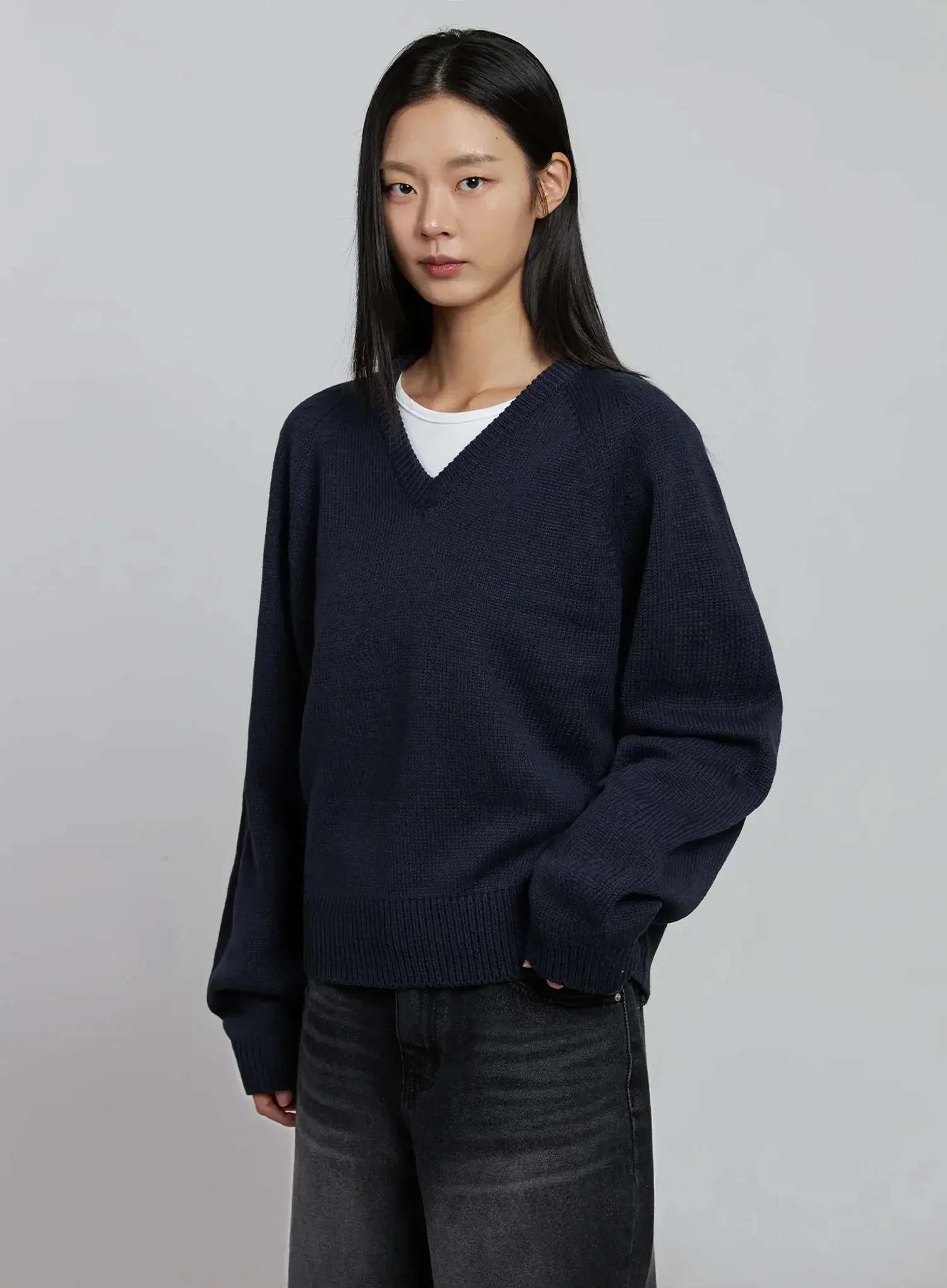 V-Neck Oversized Knit Sweater IM520 - Image 13