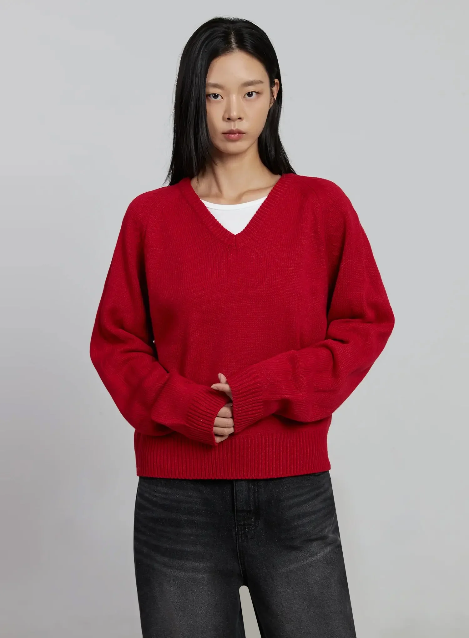 V-Neck Oversized Knit Sweater IM520 - Image 6
