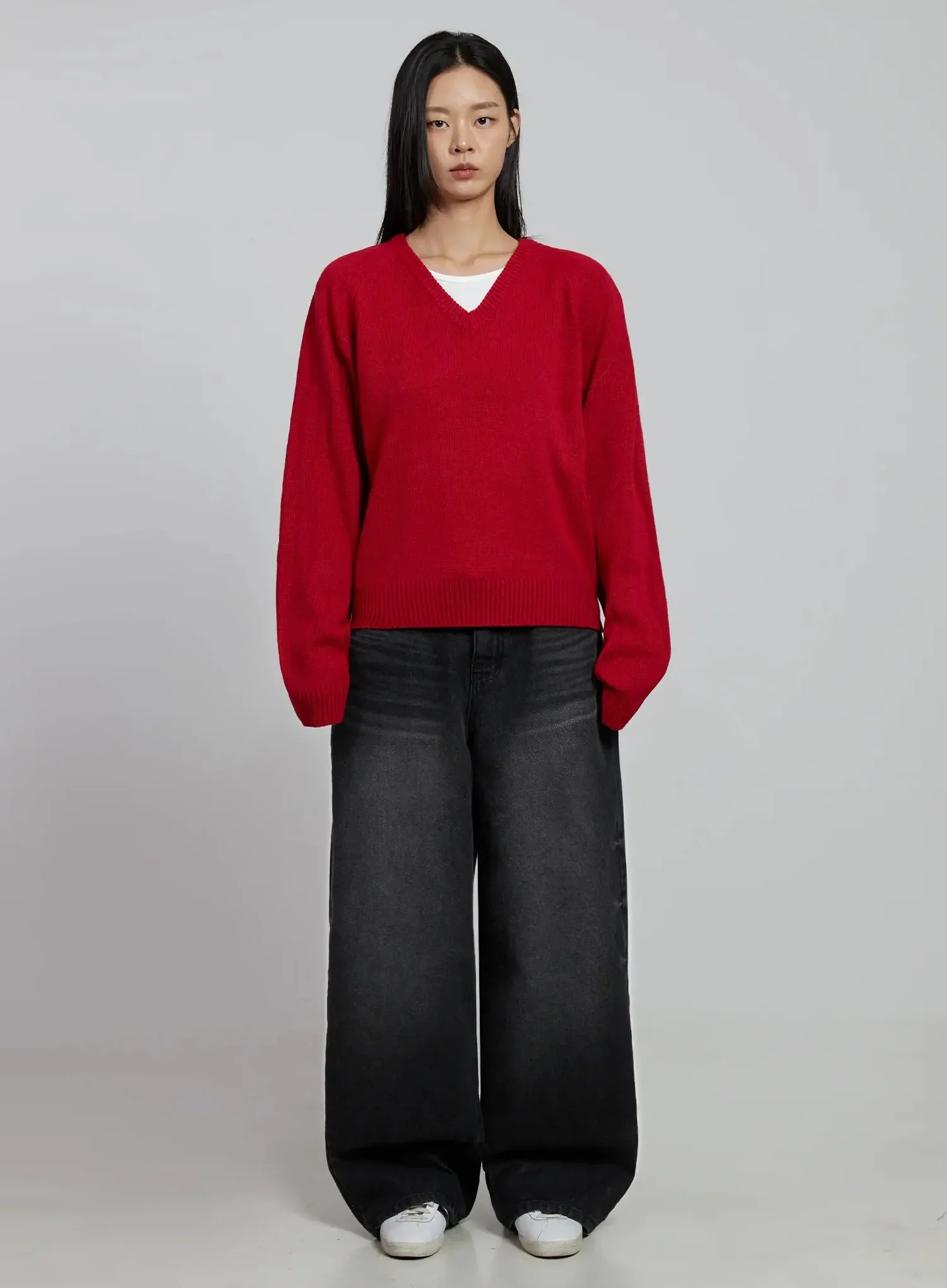 V-Neck Oversized Knit Sweater IM520 - Image 9