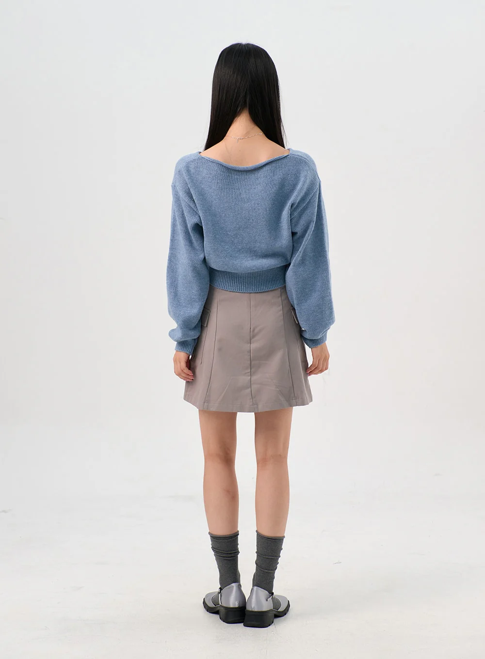 V-Neck Puff Sleeve Sweater OS302 - Image 9