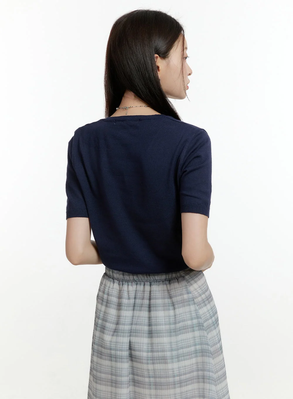 V-Neck Short Sleeve Knit Top OL423 - Image 6