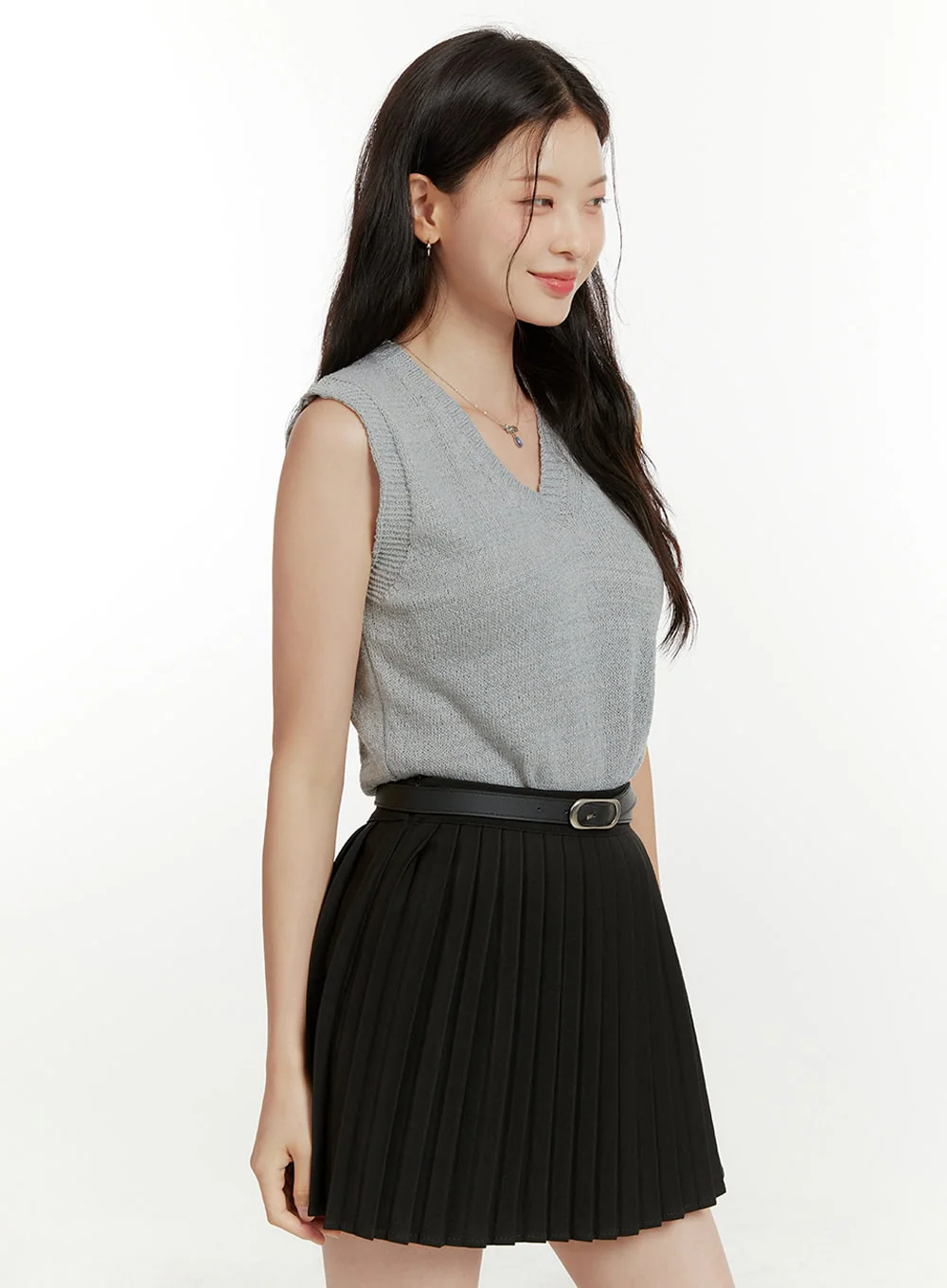 V-Neck Sleeveless Knit Top OU418 - Image 5
