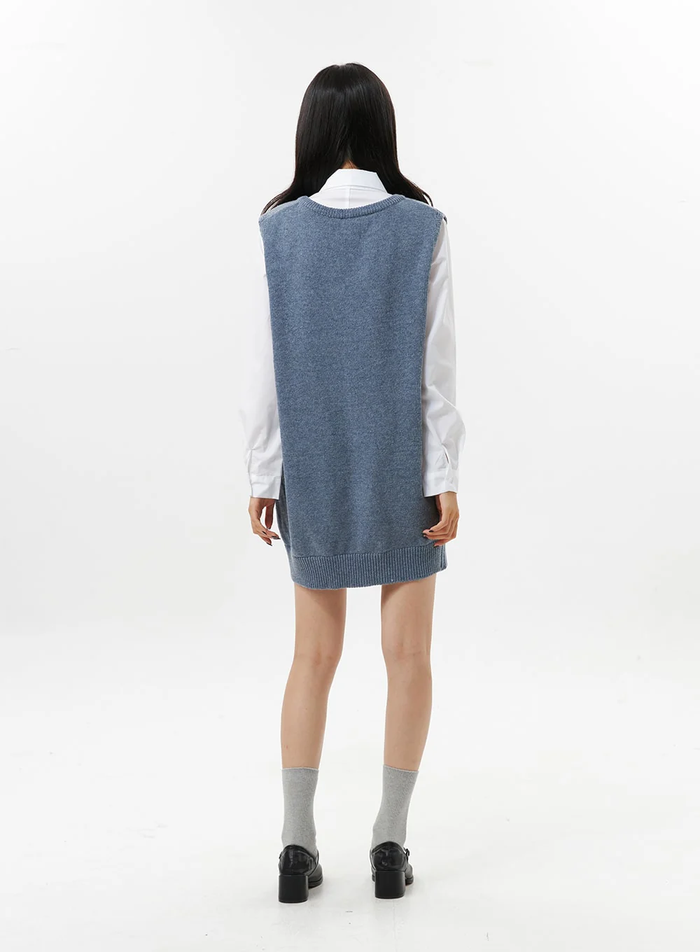 V-Neck Sleeveless Sweater Dress OO312 - Image 6
