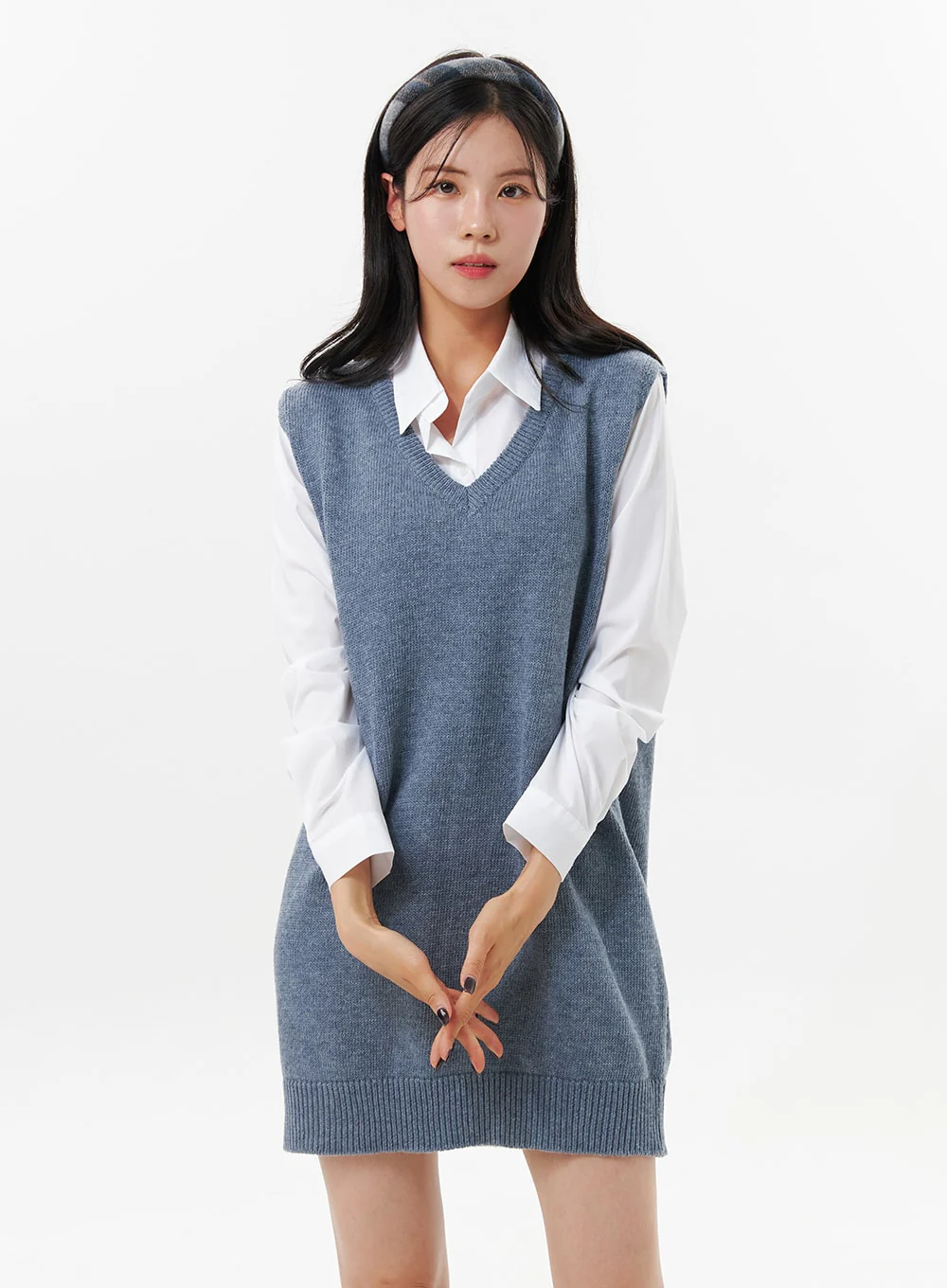 V-Neck Sleeveless Sweater Dress OO312 - Image 7