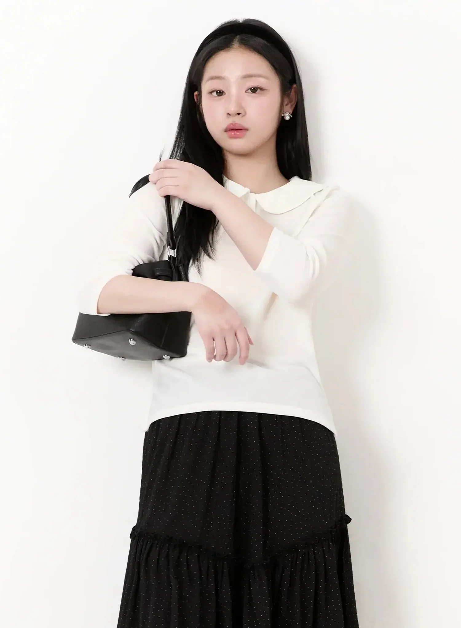Velvet Collar 3/4 SleeveTop IM513