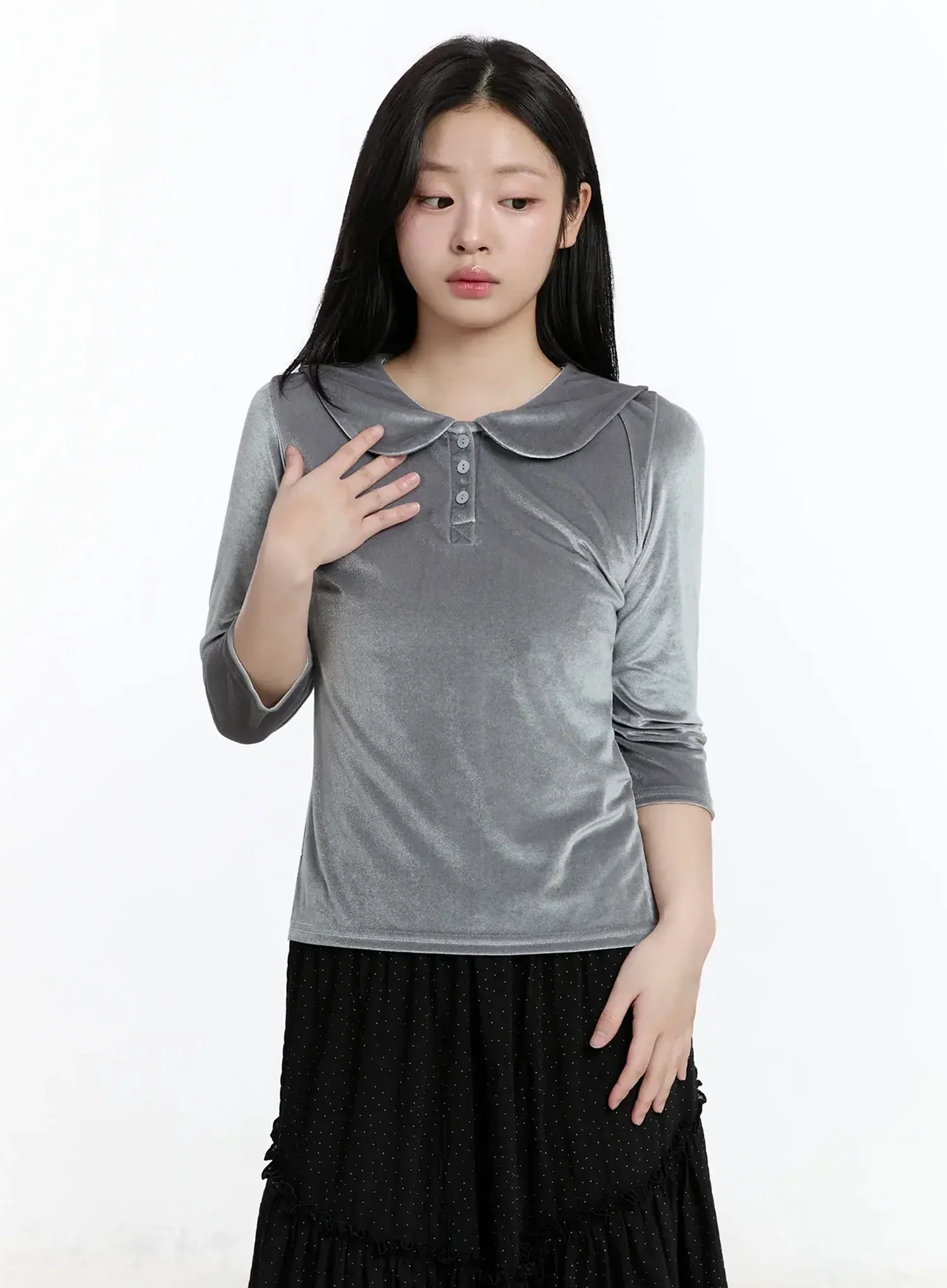Velvet Collar 3/4 SleeveTop IM513 - Image 17