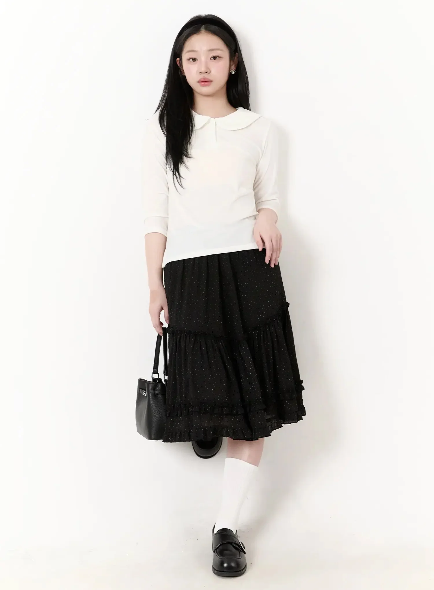 Velvet Collar 3/4 SleeveTop IM513 - Image 5