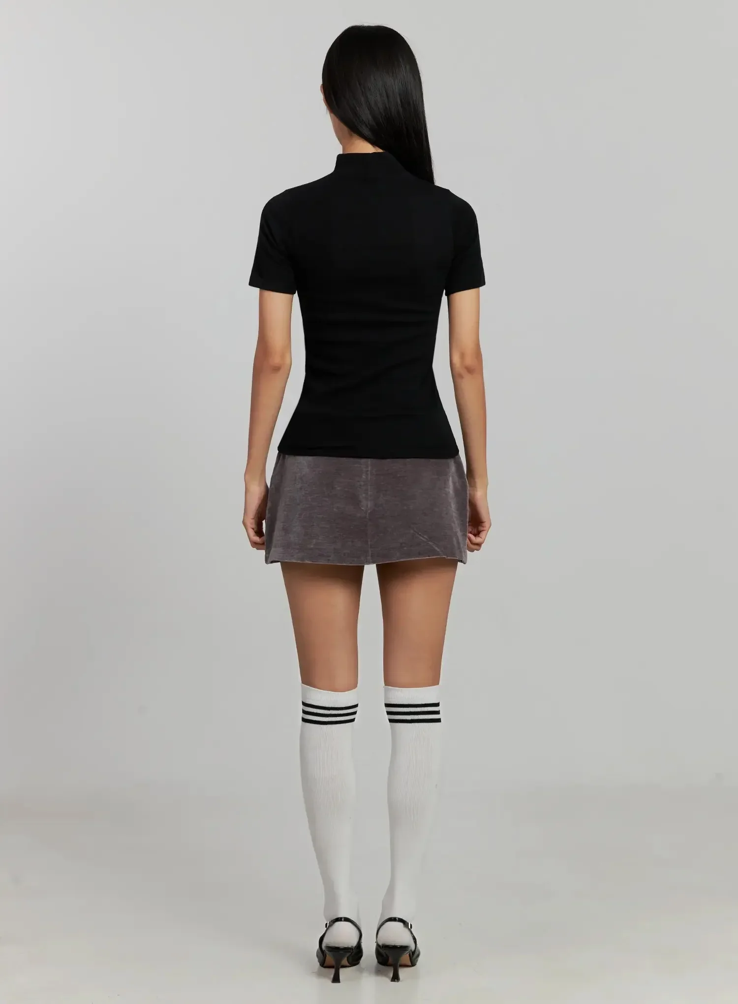 Velvet Low-Rise Mini Skirt IJ502 - Image 9