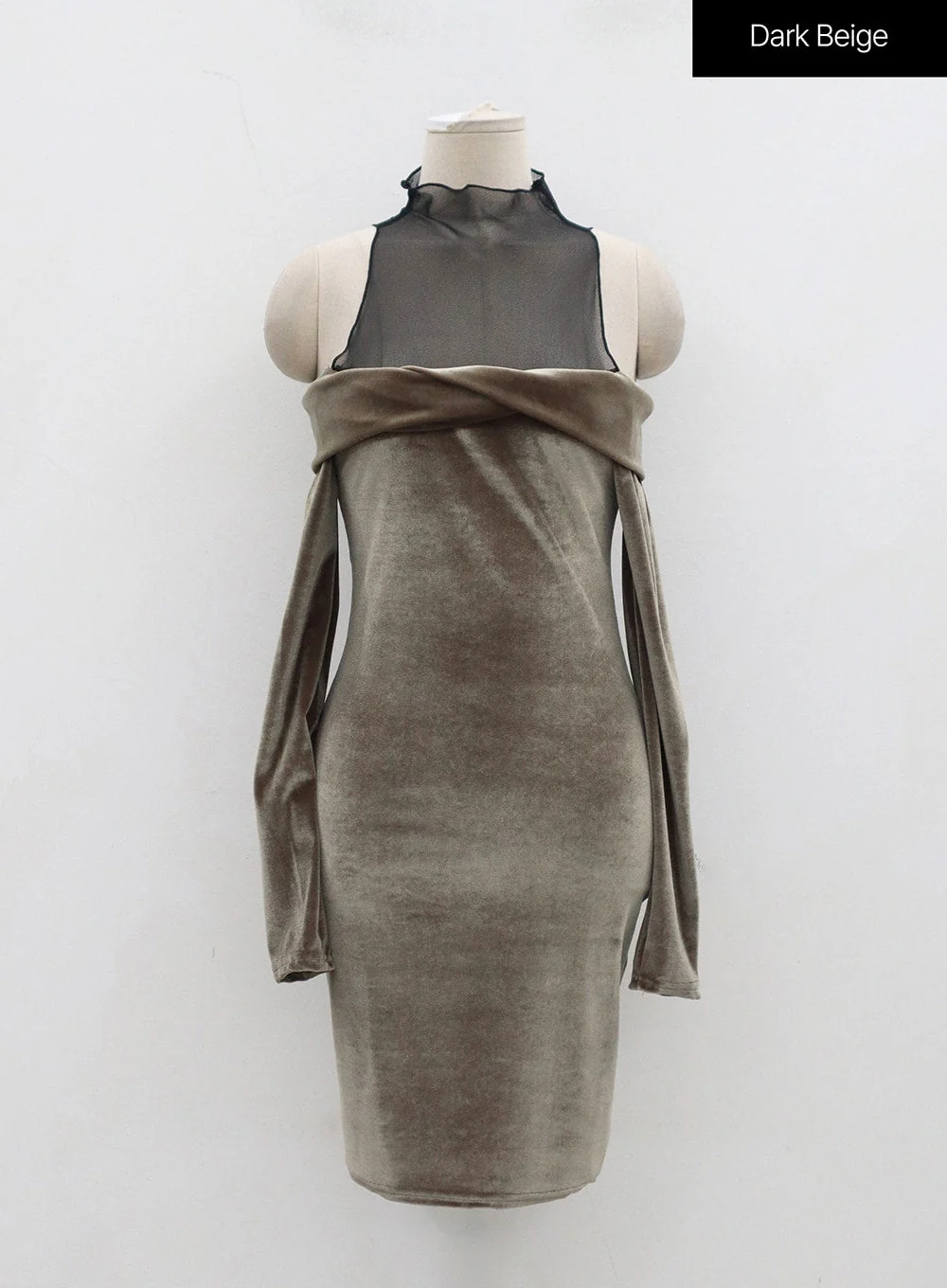 Velvet Off-Shoulder Mesh Neck Mini Dress BD23 - Image 21