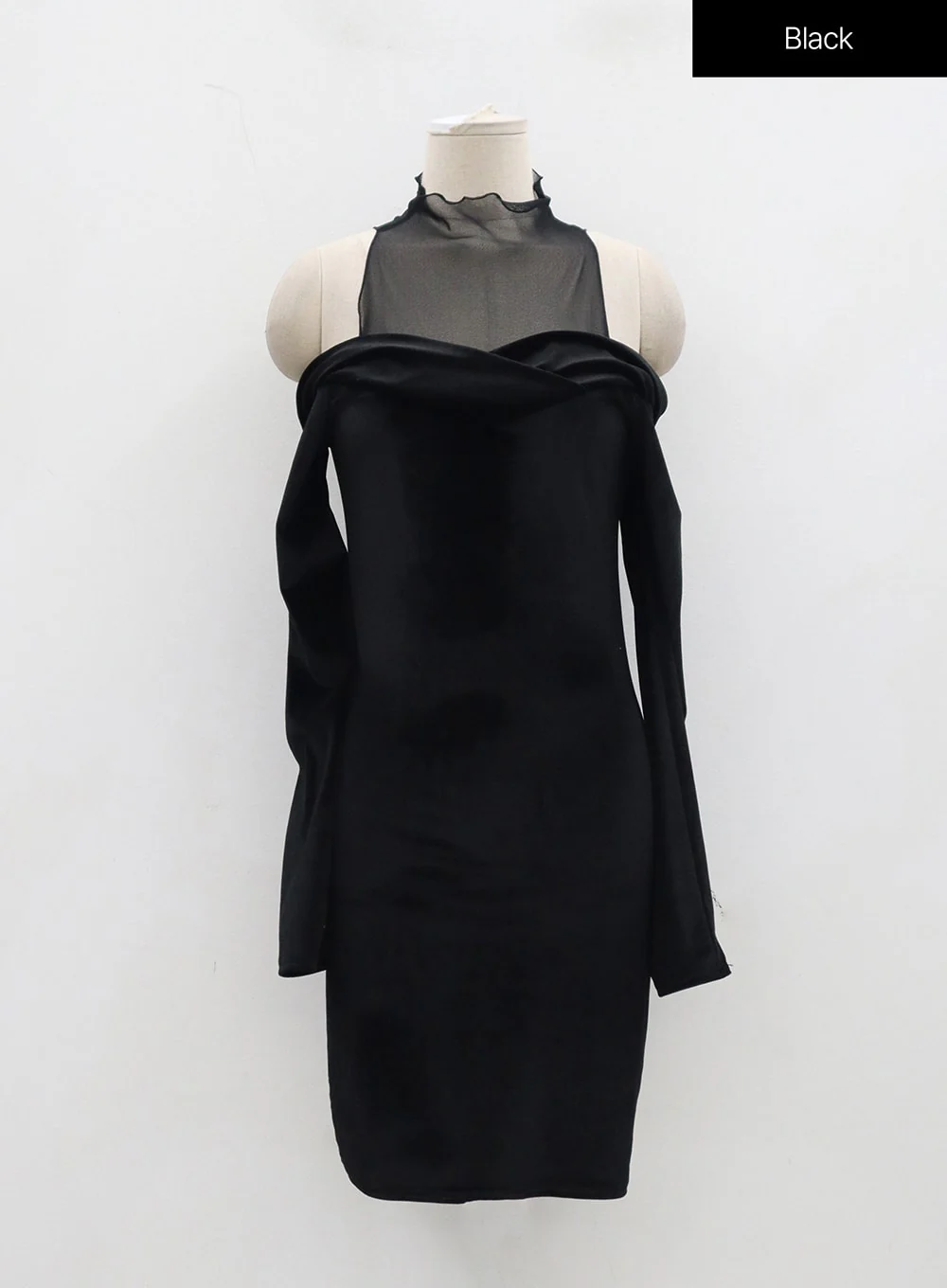 Velvet Off-Shoulder Mesh Neck Mini Dress BD23 - Image 23