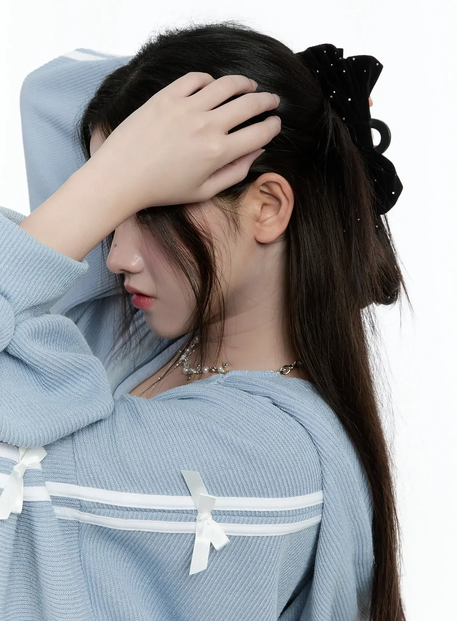 Velvet Ribbon Hair Claw Clip IO527 - Image 7