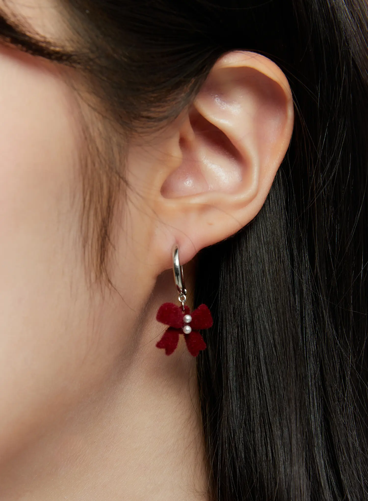 Velvet Ribbon Teddy Bear Earrings CD514