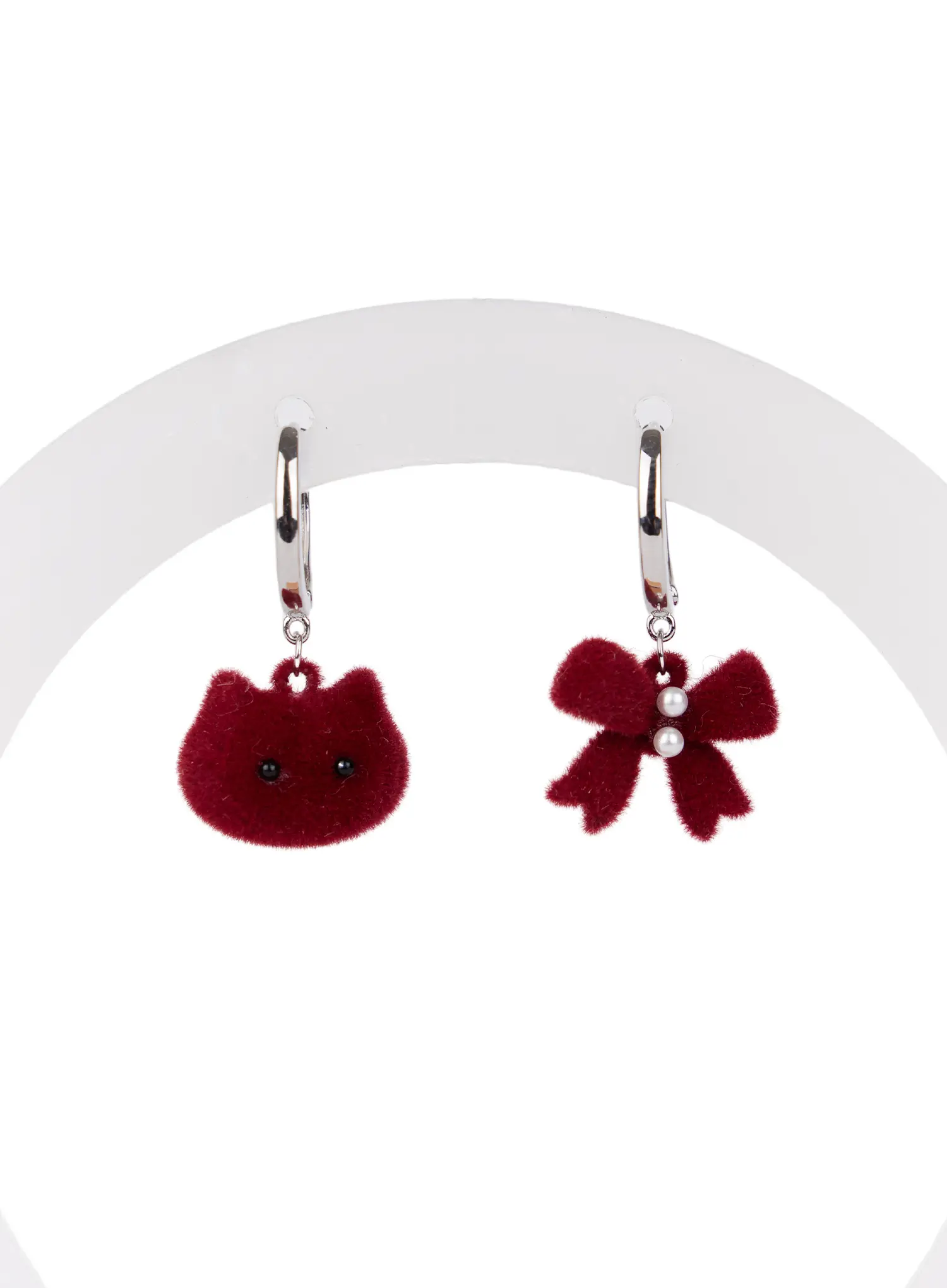 Velvet Ribbon Teddy Bear Earrings CD514 - Image 7