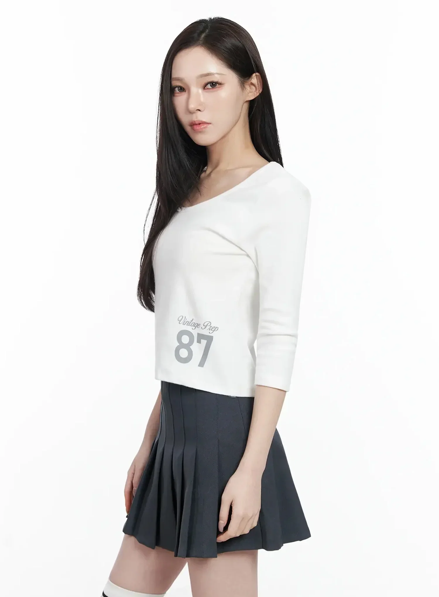 Vintage Numeral Half Sleeve Fleece Top IJ528 - Image 9