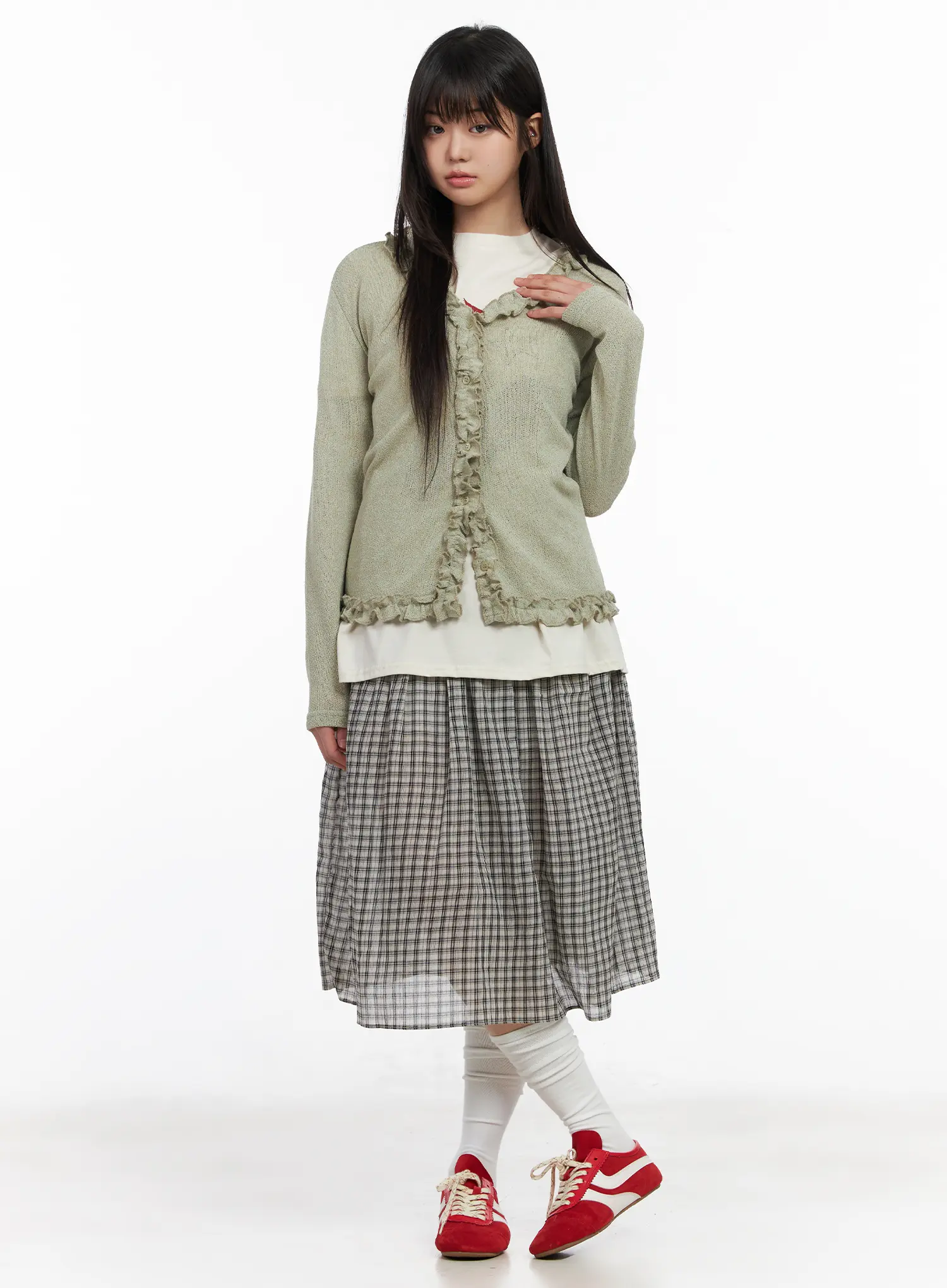Vintage Plaid Midi Skirt CM513 - Image 5