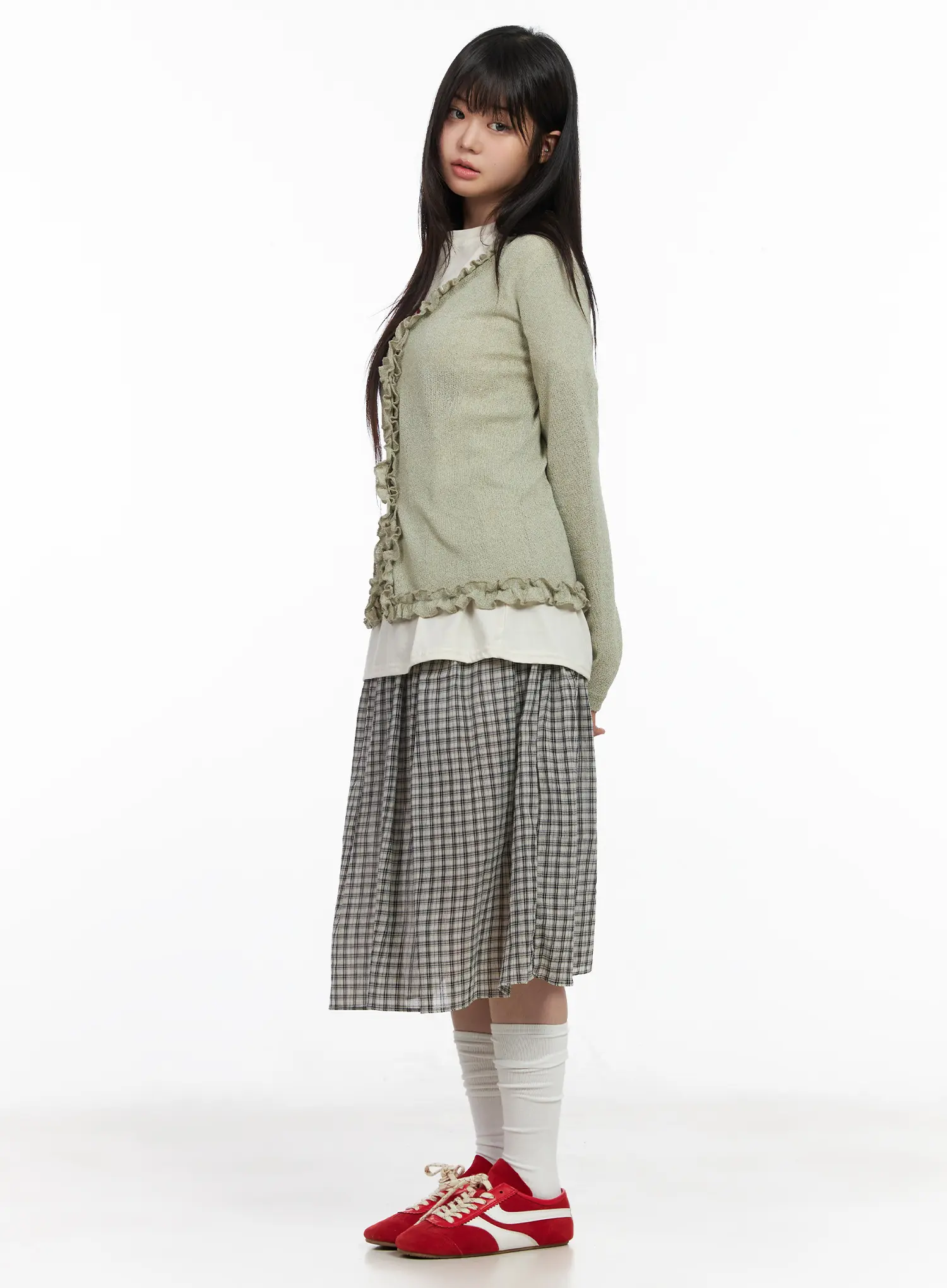 Vintage Plaid Midi Skirt CM513 - Image 6