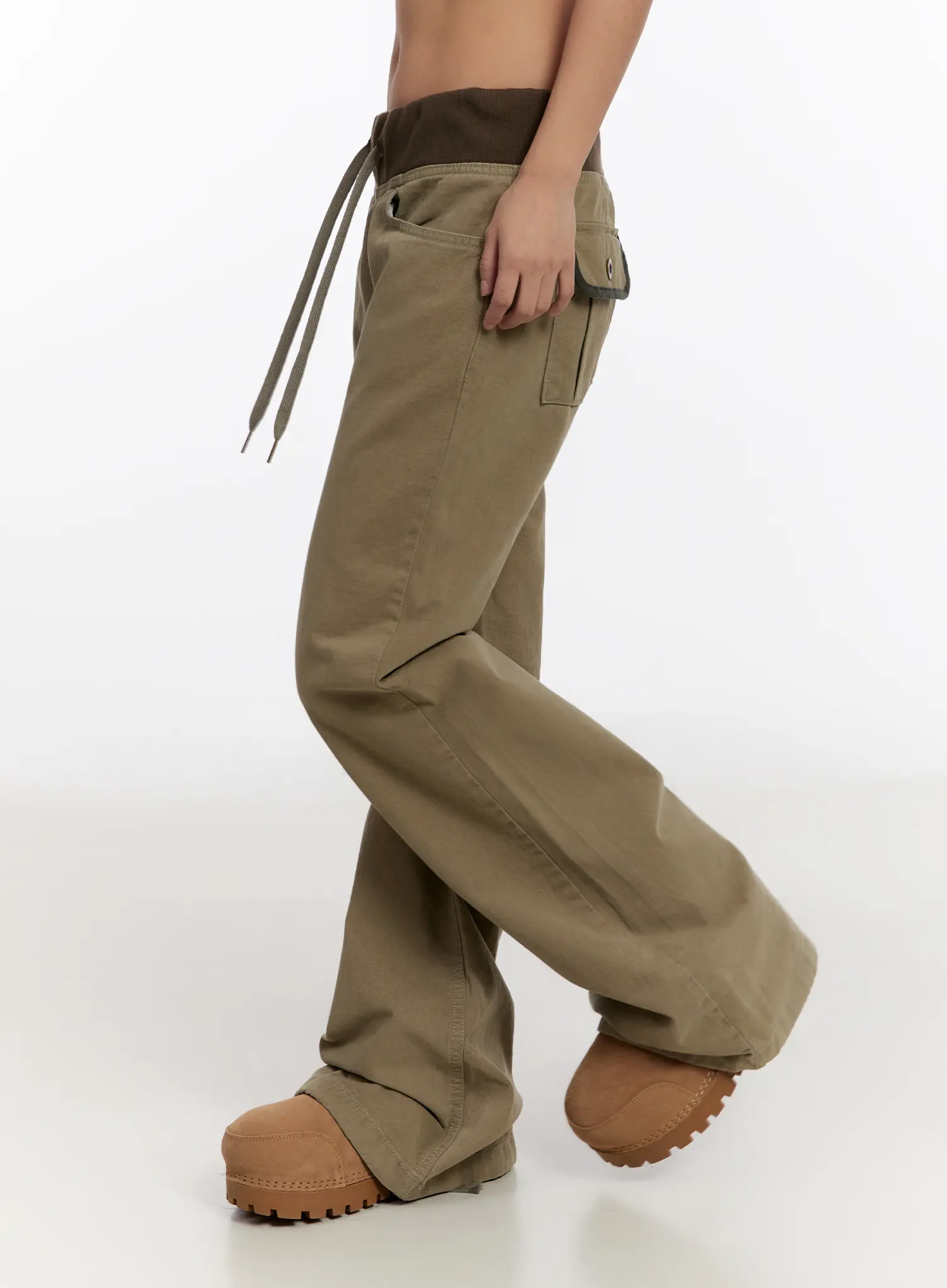 Vintage Pocket Bootcut Cotton Pants CN527 - Image 4