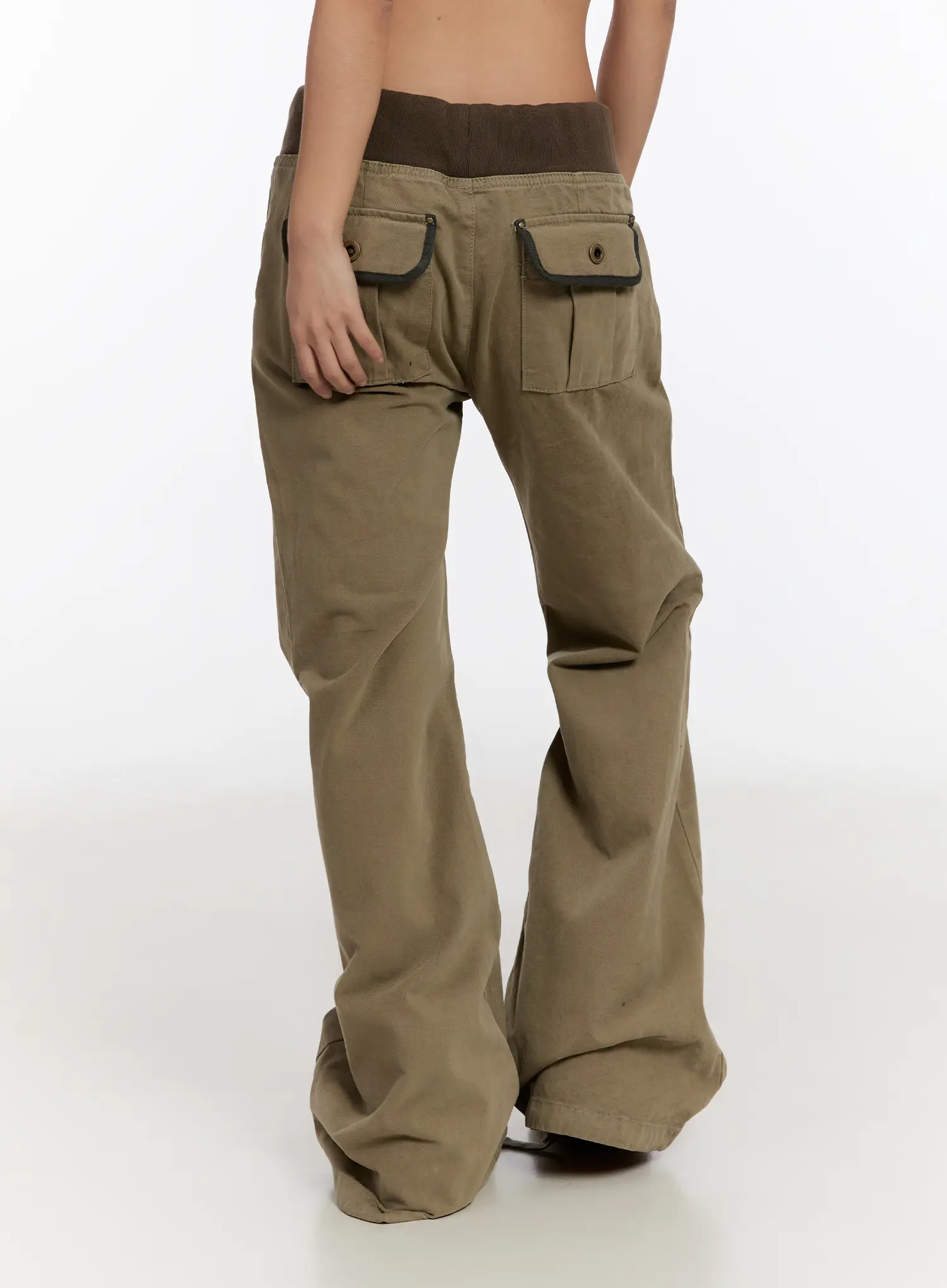 Vintage Pocket Bootcut Cotton Pants CN527 - Image 7