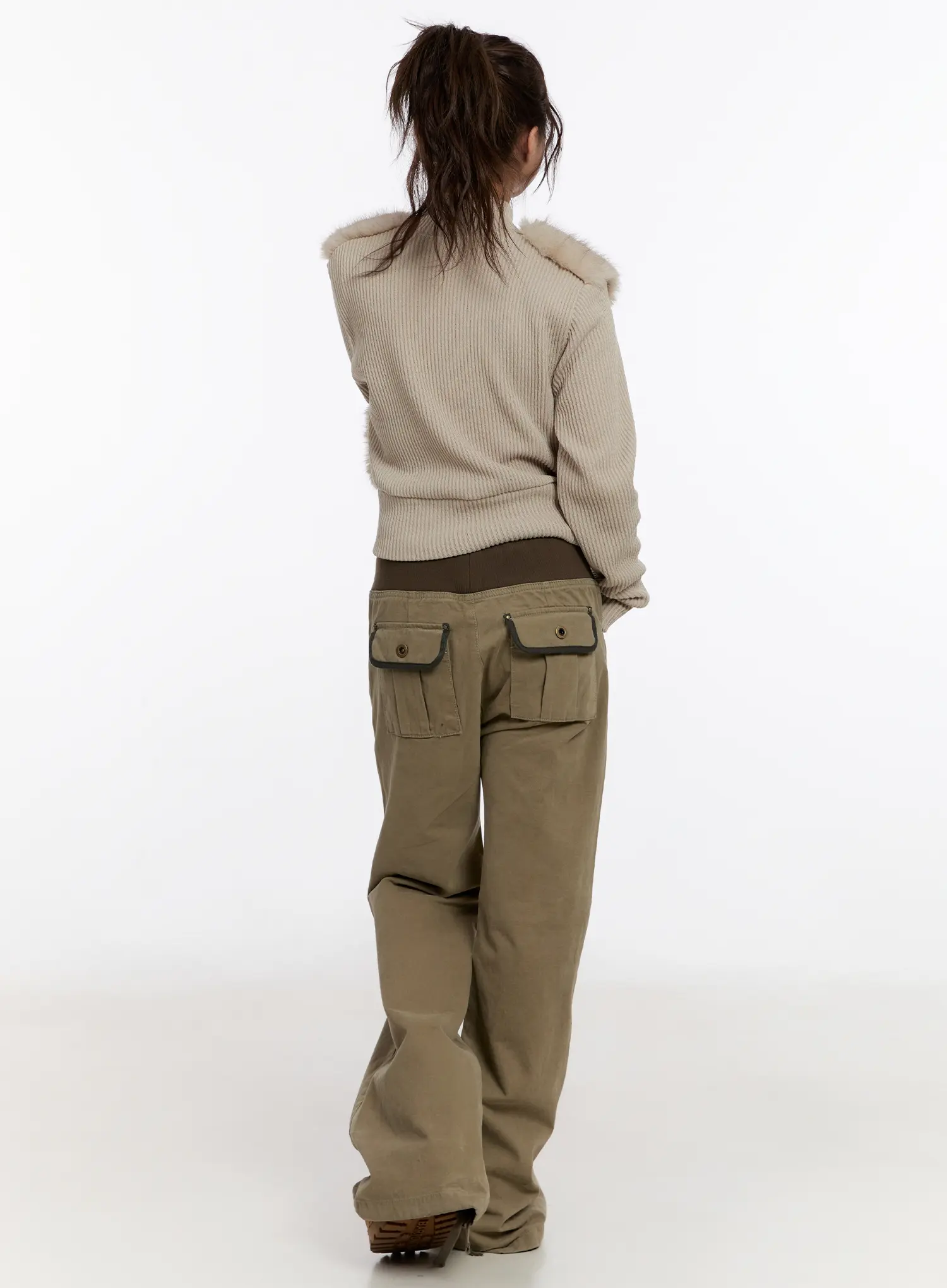 Vintage Pocket Bootcut Cotton Pants CN527 - Image 8