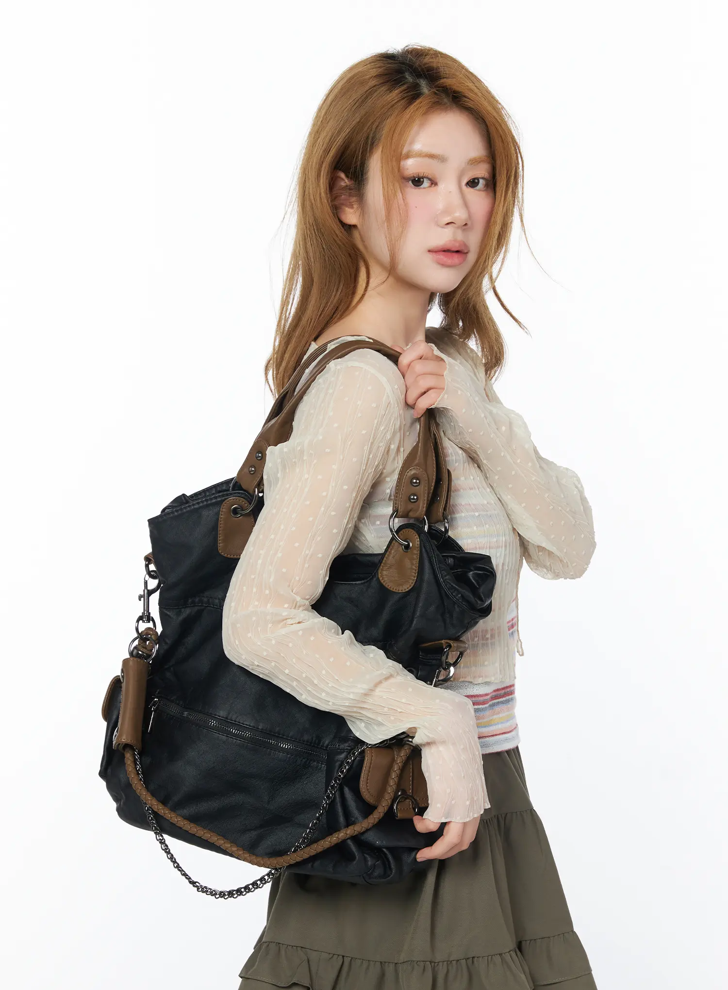 Vintage Style Faux-Leather Shoulder Bag CY513 - Image 2
