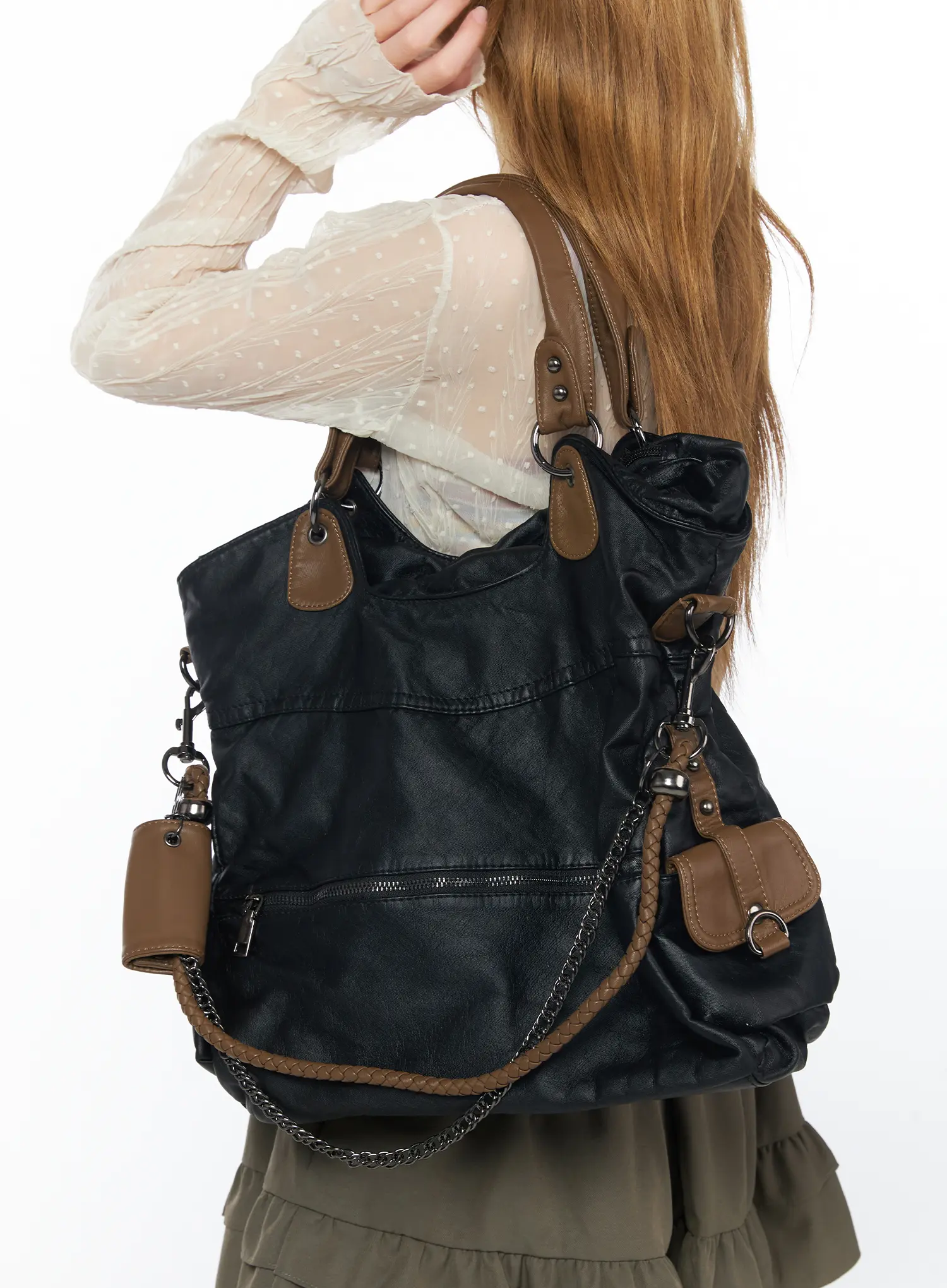 Vintage Style Faux-Leather Shoulder Bag CY513 - Image 6