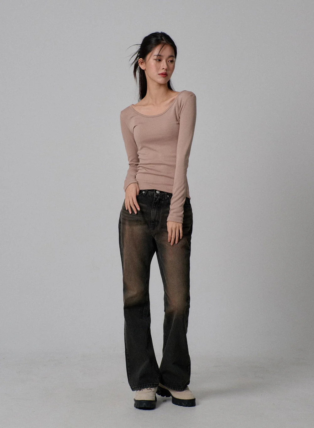 Vintage Wash Bootcut Jeans IJ310 - Image 4