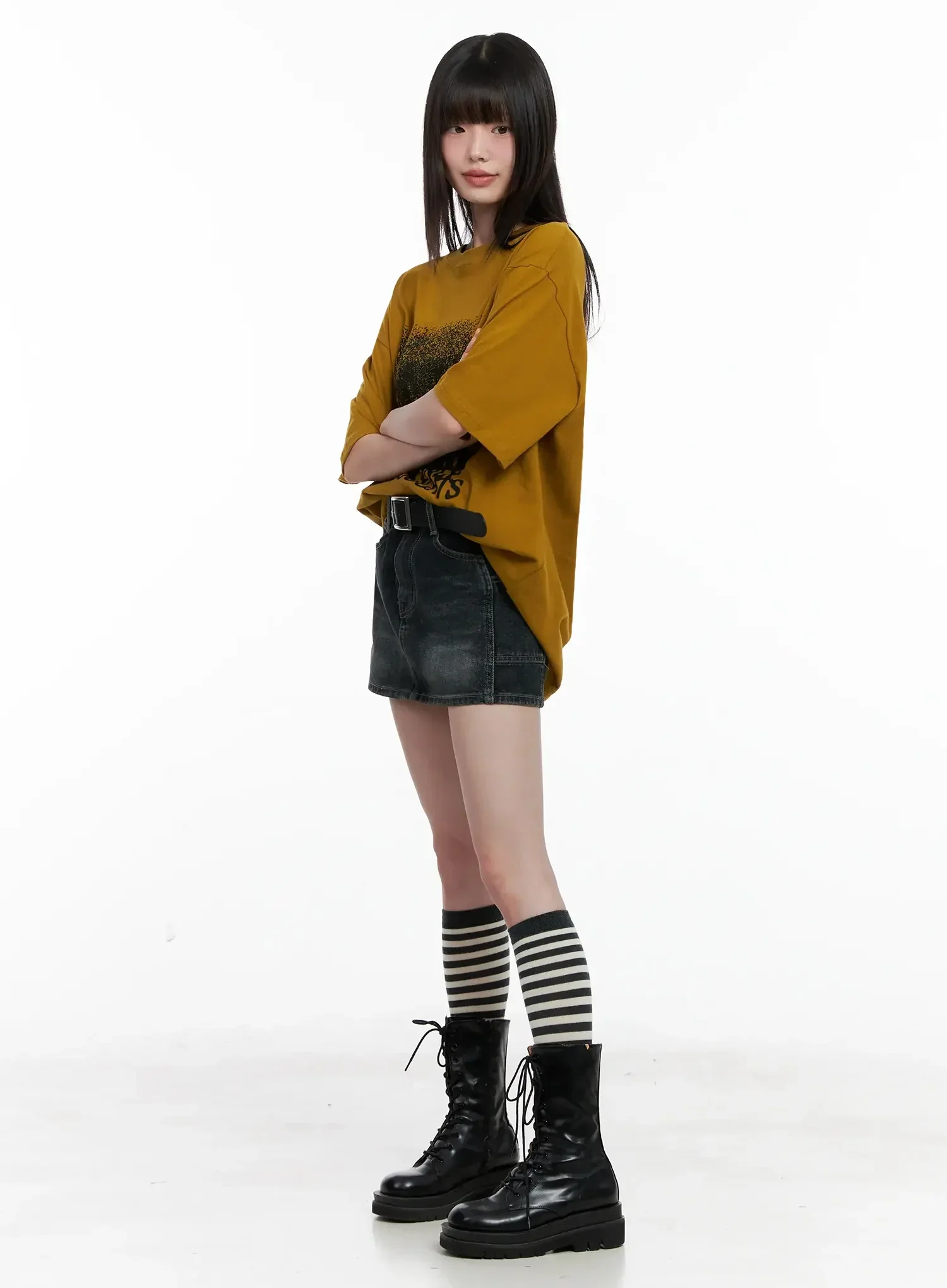 Vintage Wash Denim Mini Skirt IL531 - Image 11