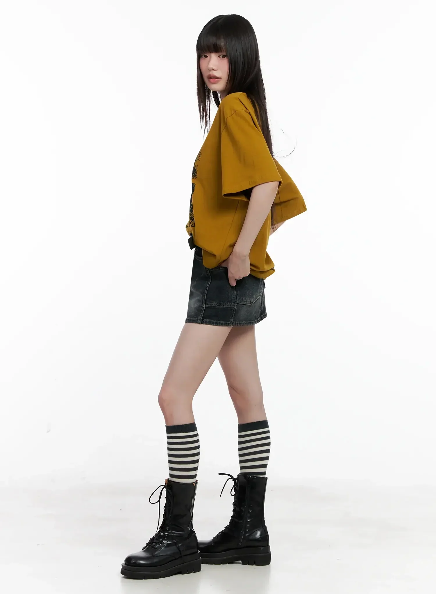 Vintage Wash Denim Mini Skirt IL531 - Image 12