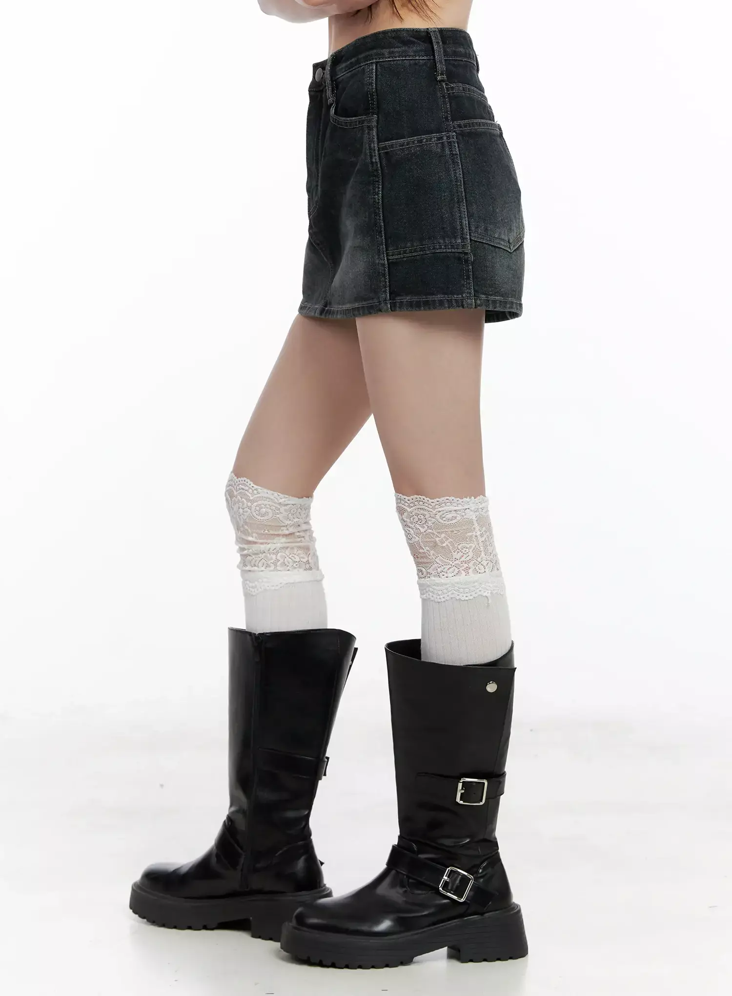 Vintage Wash Denim Mini Skirt IL531 - Image 14