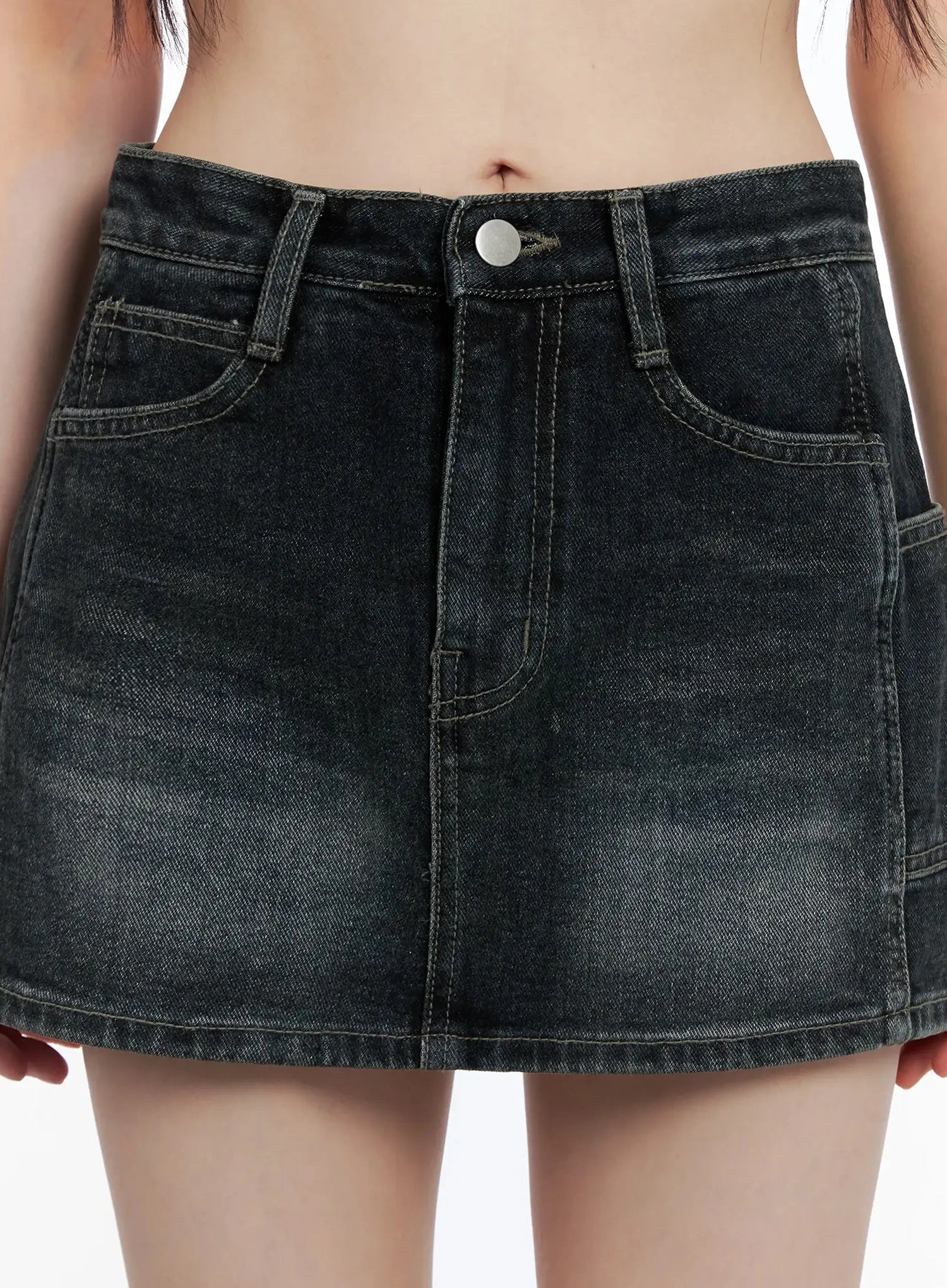 Vintage Wash Denim Mini Skirt IL531 - Image 3