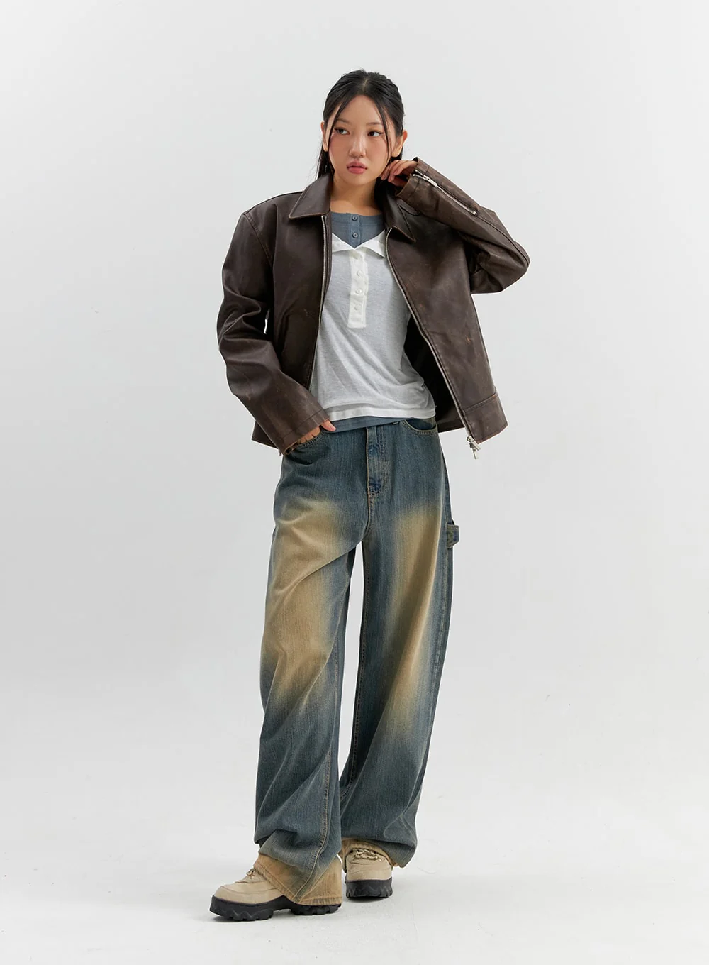 Vintage Wash Wide Leg Jeans CO306 - Image 11