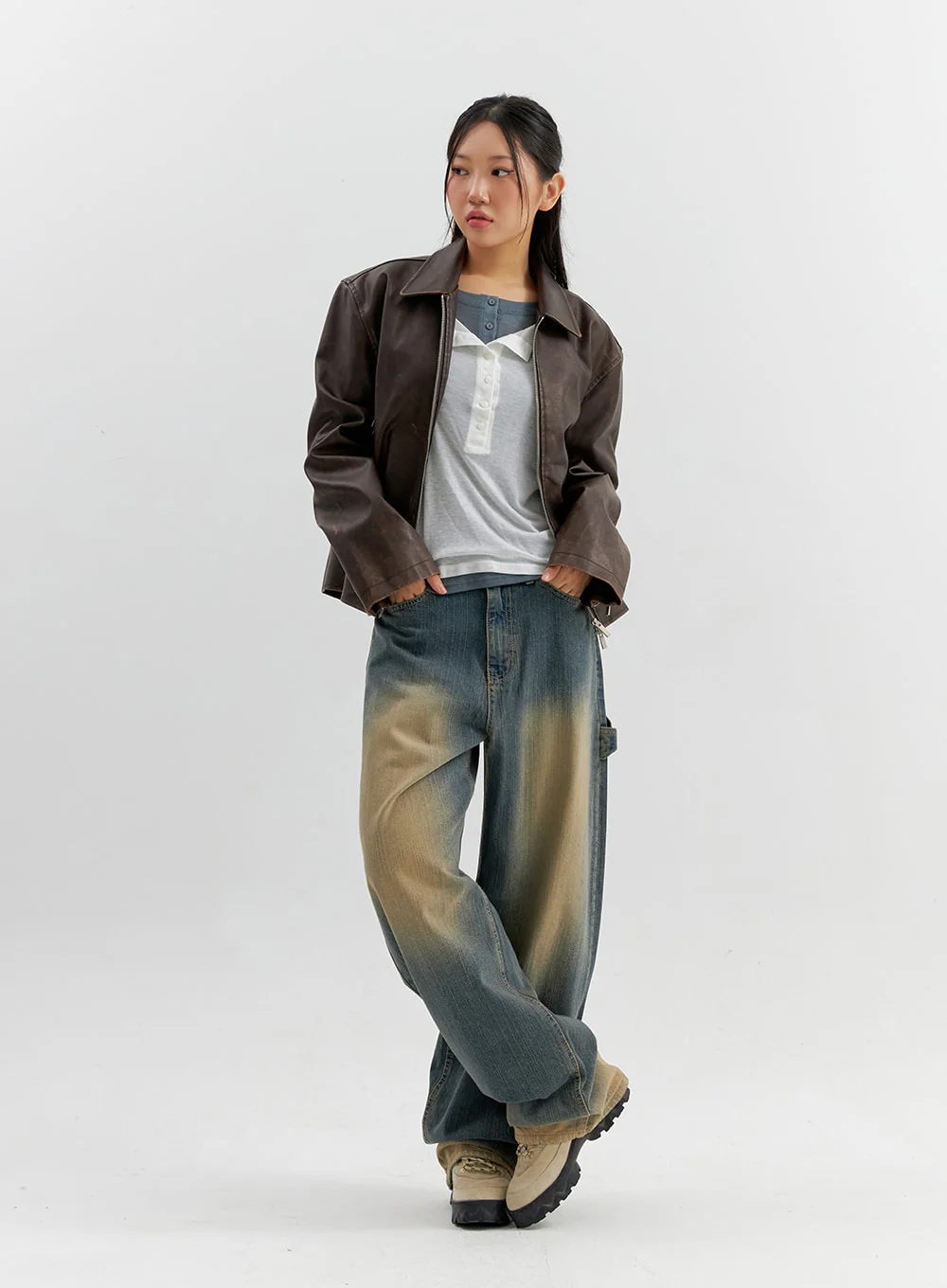 Vintage Wash Wide Leg Jeans CO306 - Image 4
