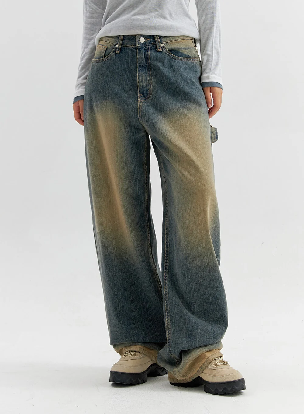 Vintage Wash Wide Leg Jeans CO306 - Image 5