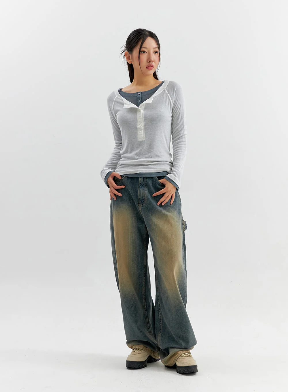 Vintage Wash Wide Leg Jeans CO306 - Image 8