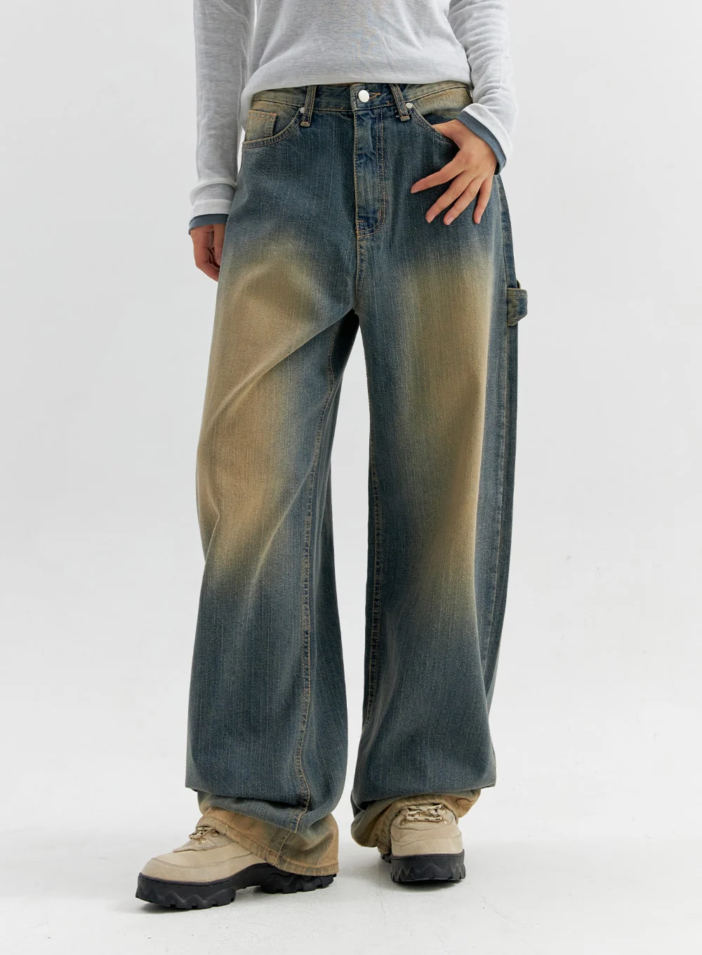 Vintage Wash Wide Leg Jeans CO306 - Image 9