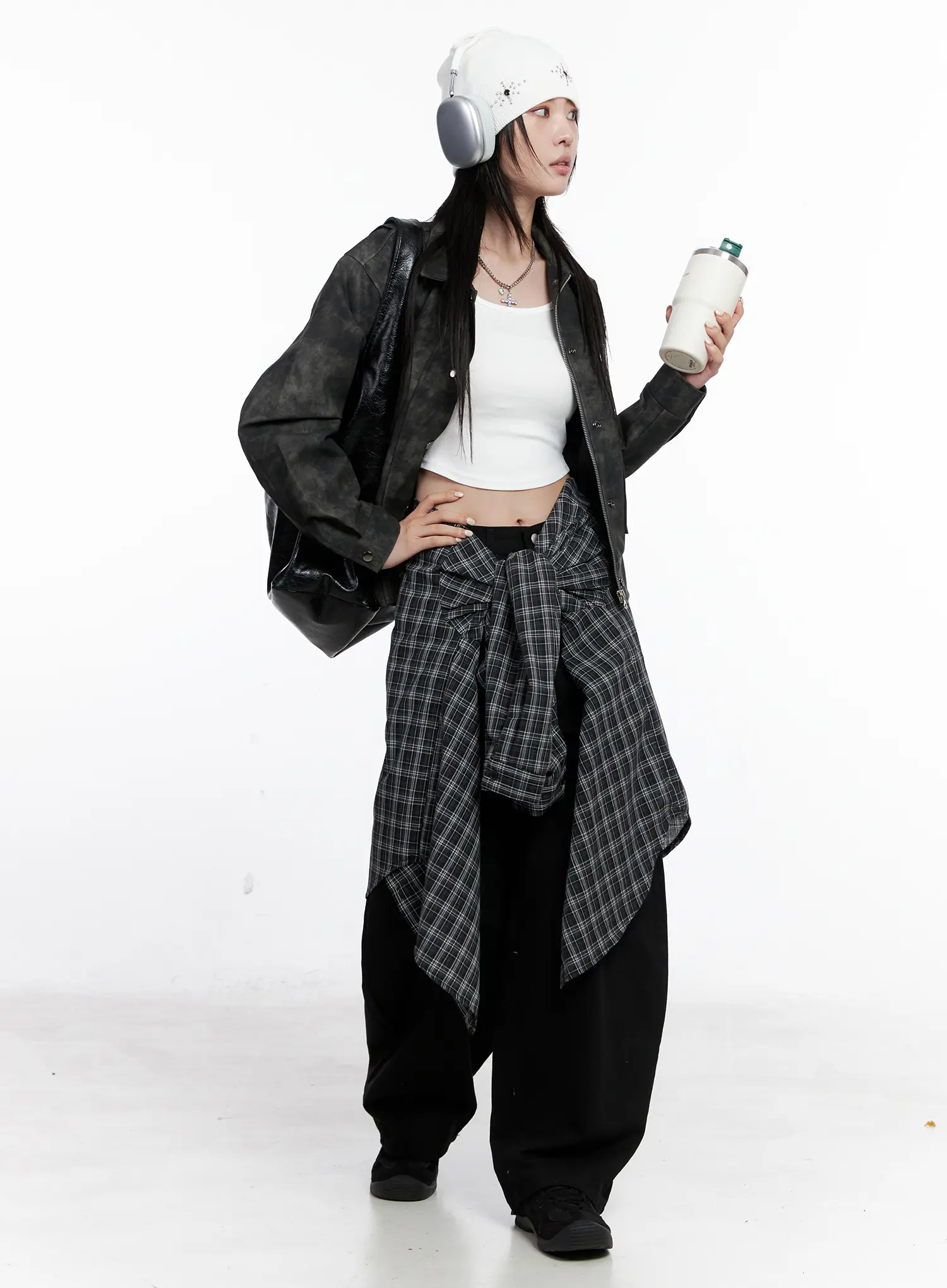 Vintage Washed Faux Leather Jacket CS512 - Image 3