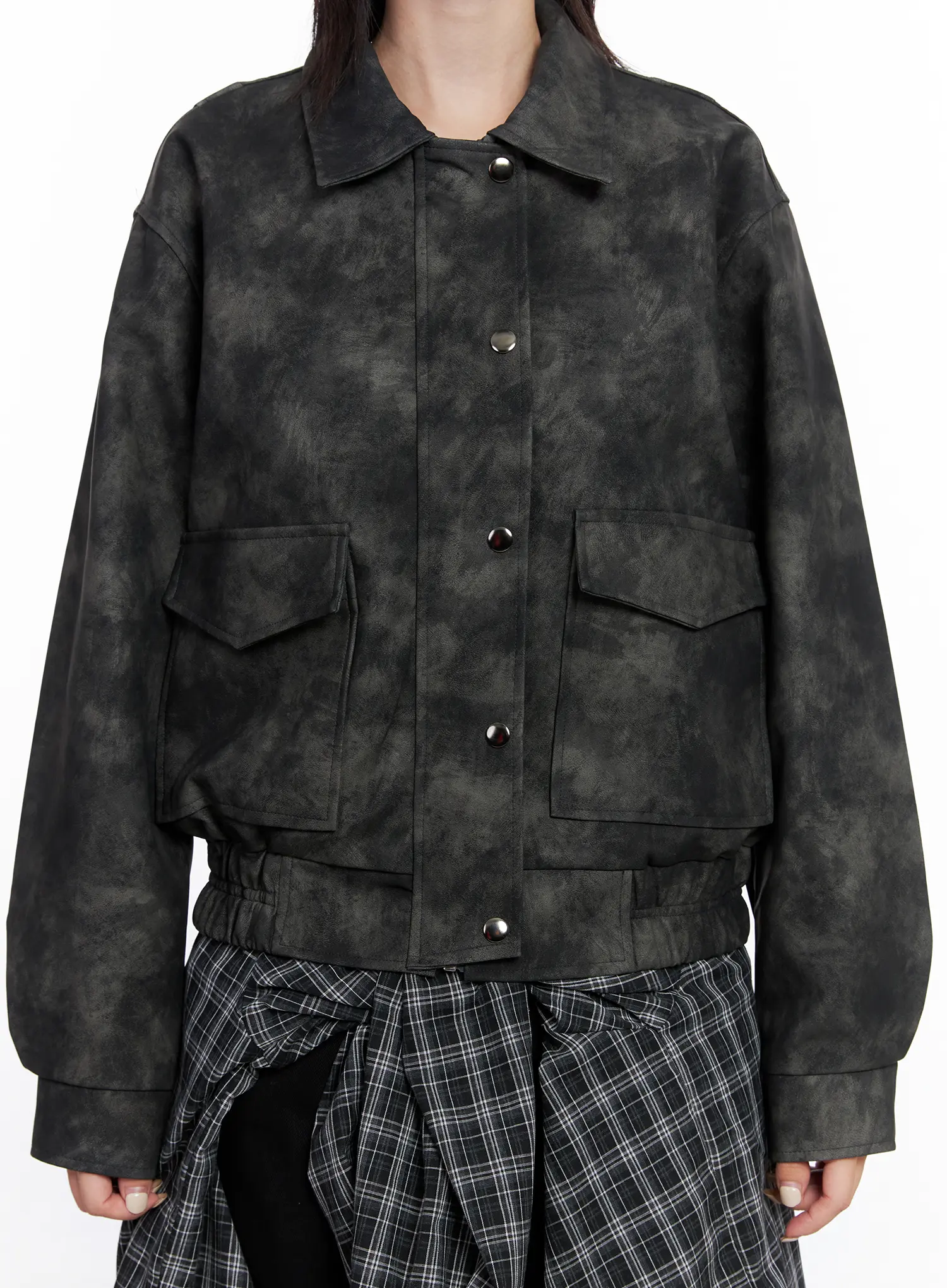 Vintage Washed Faux Leather Jacket CS512 - Image 4