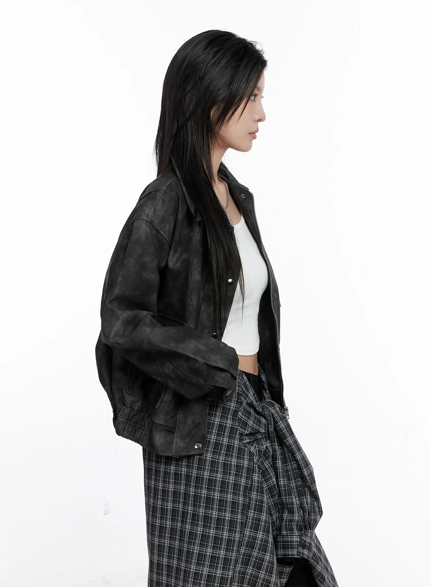 Vintage Washed Faux Leather Jacket CS512 - Image 5