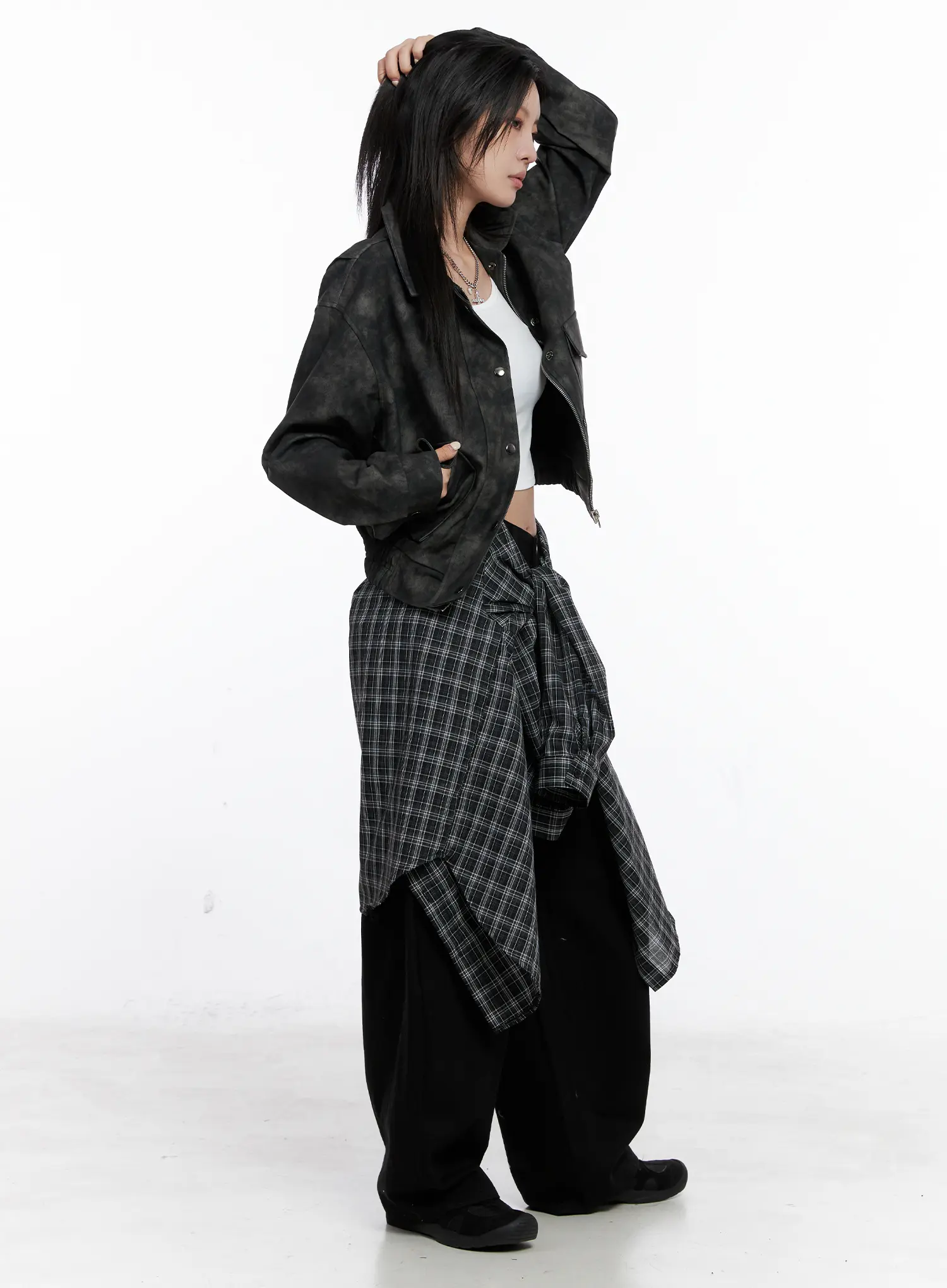 Vintage Washed Faux Leather Jacket CS512 - Image 6