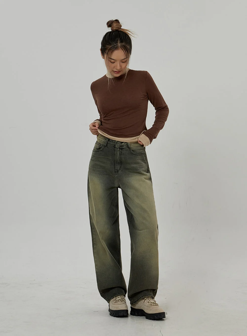Vintage Washing Wide Leg Jeans CD26 - Image 10