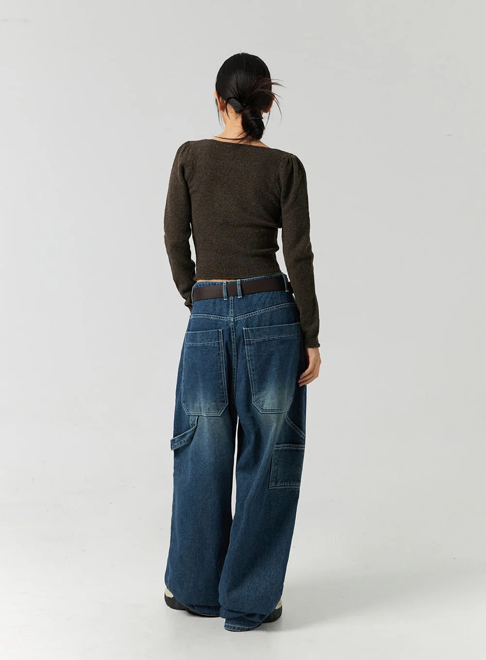Washed Cotton Wide Leg Jeans CO323 - Image 10